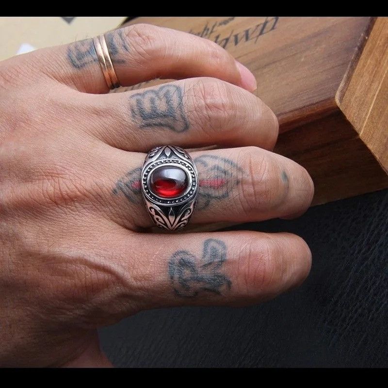 Jewelry × Vintage Retro Resin Red Flower Pattern Ring Size ONE SIZE - 2 Thumbnail