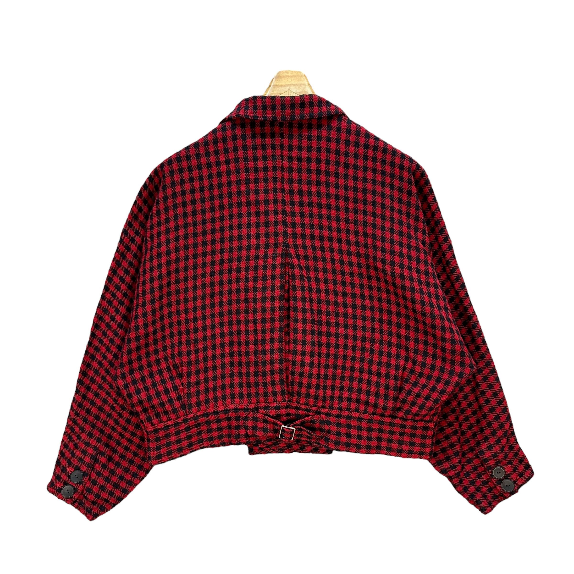 Vintage Vintage 90's PASTEL HOUSE Red Checked Crop Jacket #A71-1727 Size M / US 6-8 / IT 42-44 - 11 Thumbnail