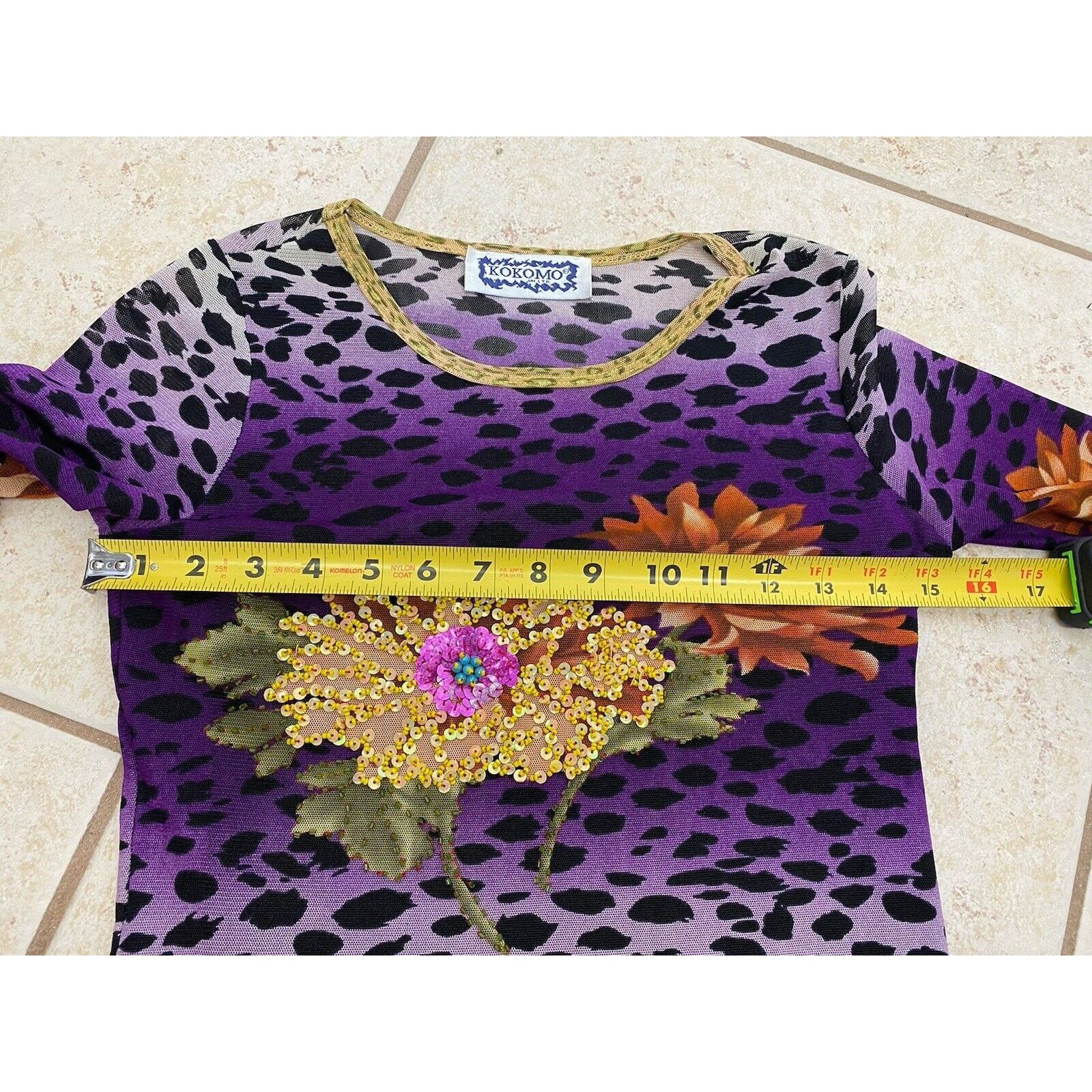 Other VTG KOKOMO Long Sleeve Mesh Top Floral Sequins Animal Print Size M / US 6-8 / IT 42-44 - 11 Thumbnail