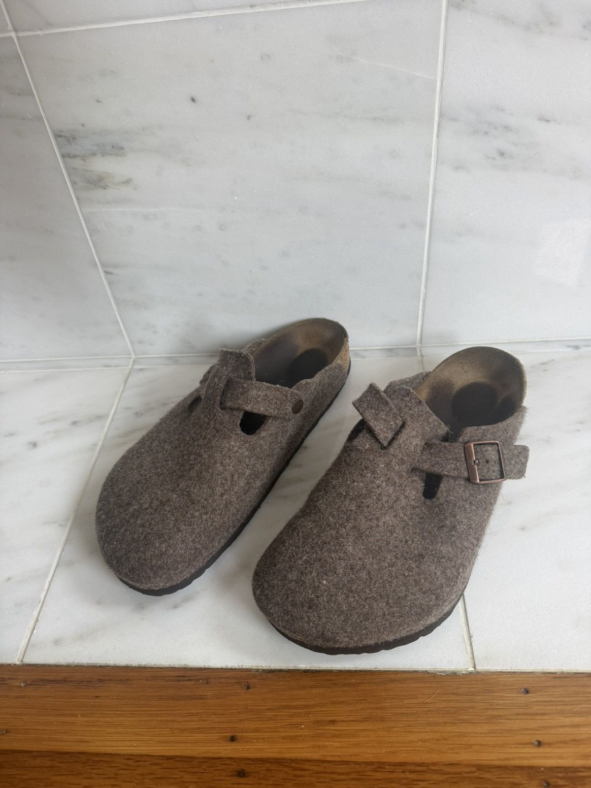 Wool Birkenstock Boston sandals