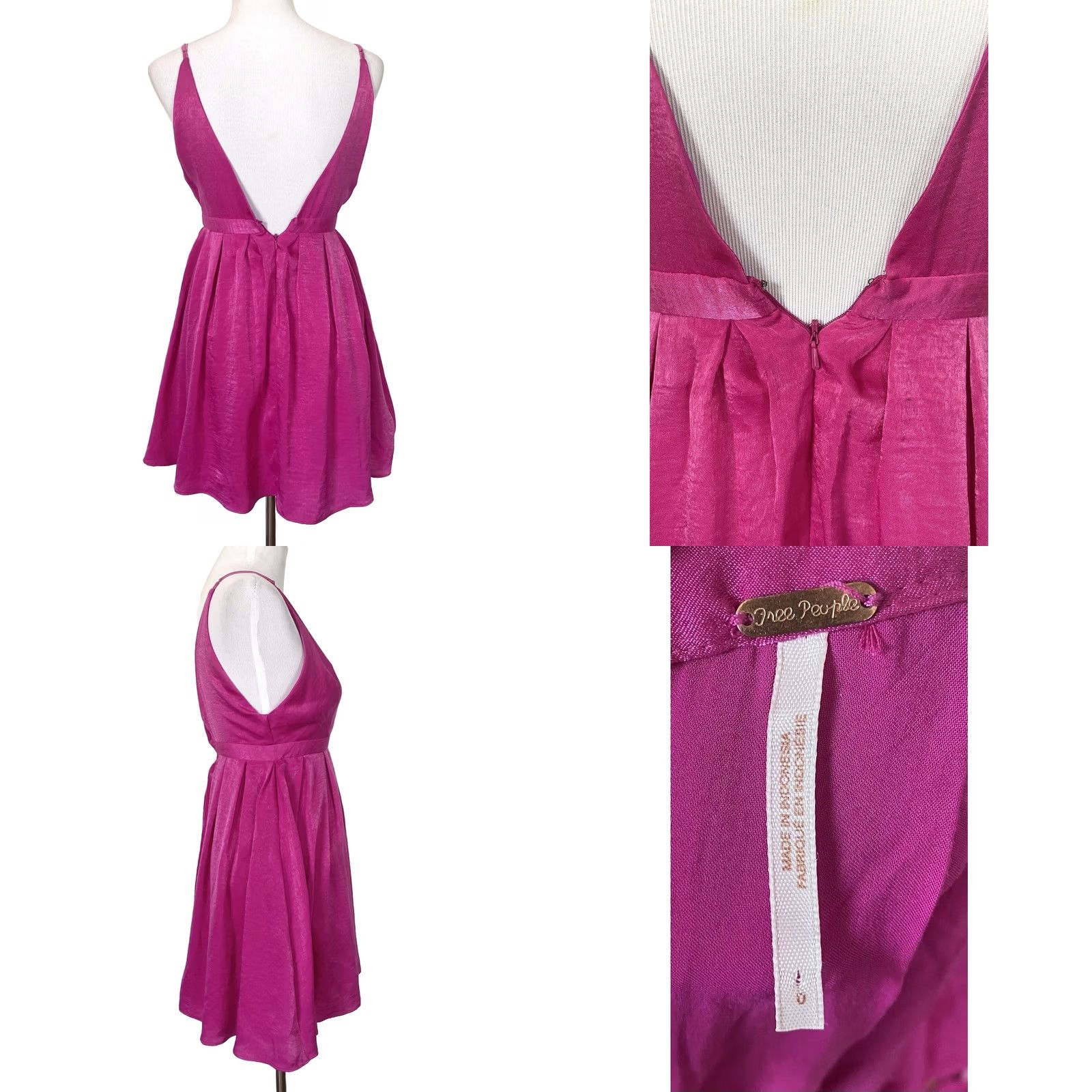 Free People Free People Dress Pink Fit Flare Mini Sleeveless Plunging Neckline Party All Night Size 0 Womens Summer Size XS / US 0-2 / IT 36-38 - 8 Thumbnail
