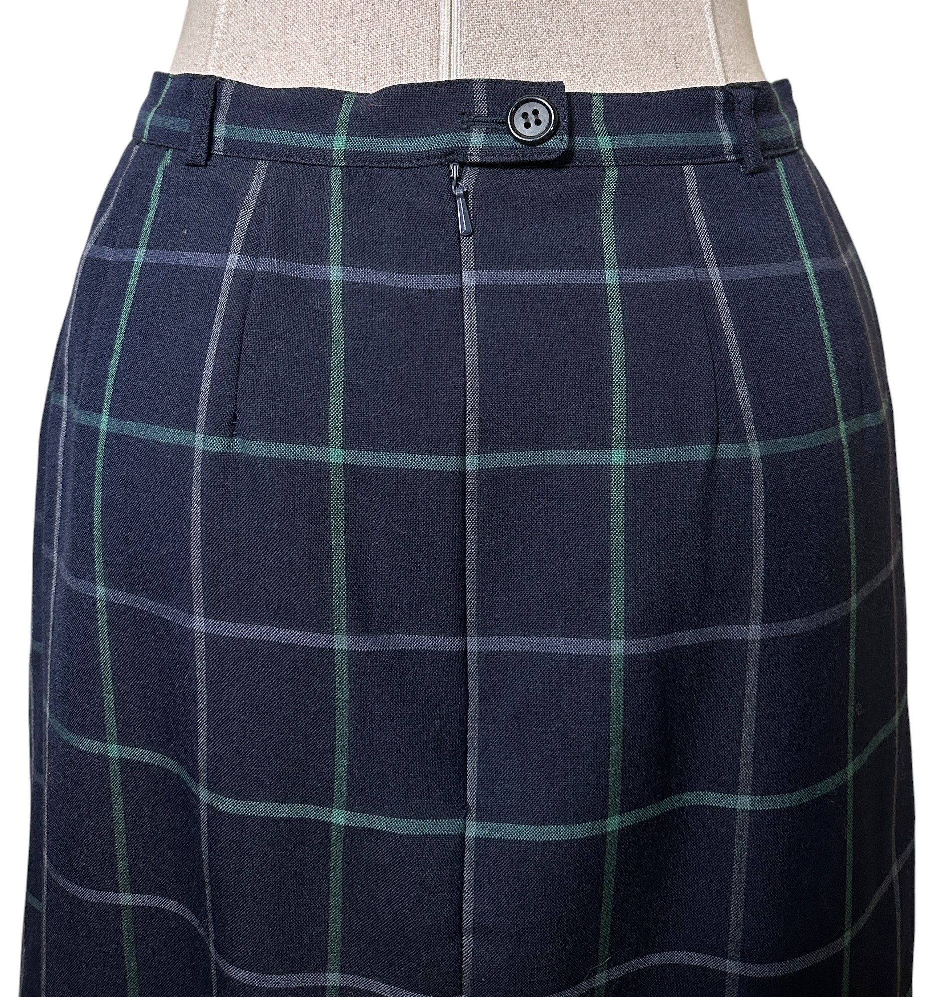 Burberry Vintage Burberry's Blue Wool Skirt Gingham Size 27" / US 4 / IT 40 - 4 Thumbnail