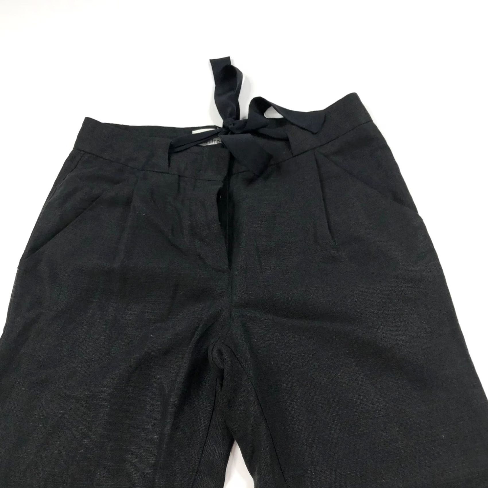 Aritzia Aritzia Wilfred Allant Linen Pants Black Mid Rise 00 28W 22L Front Pockets Flat Front Casual Modern Straight Womens Size 24" / US 00 / IT 34 - 4 Thumbnail
