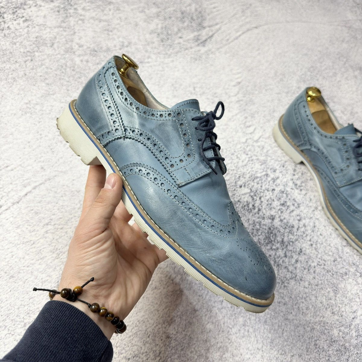 Other SF Esseffe Italy Mens Blue Leather Brogues US10 UK9 EU43 Size US 10 / EU 43 - 4 Thumbnail