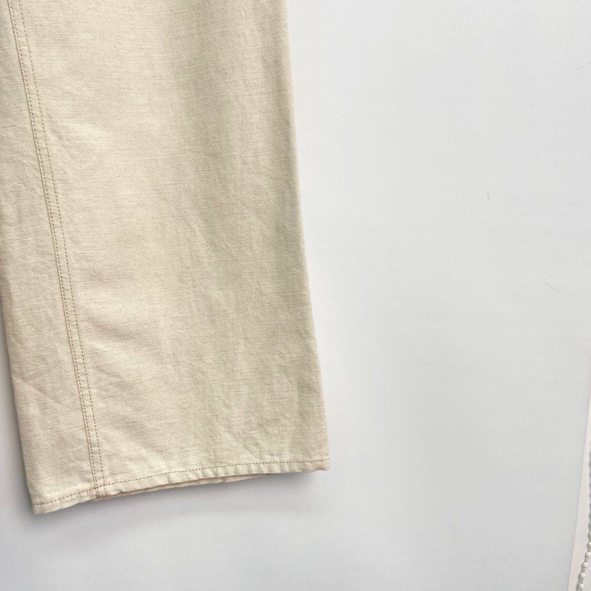 Loewe LOEWE Off-white Linen-blend High-waist Wide-leg Pants K26WX Size 26" / US 2 / IT 38 - 4 Thumbnail