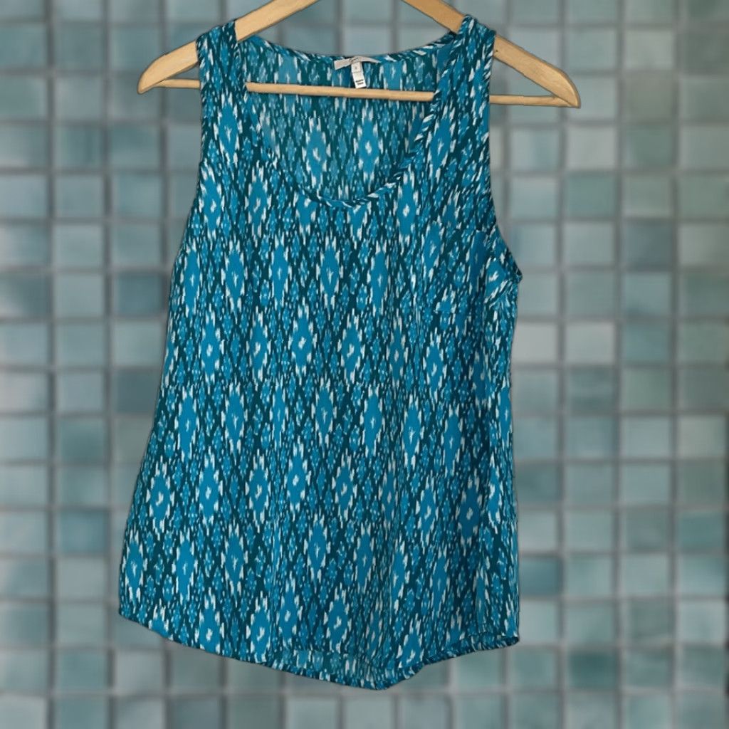 Joie Joie Tank Women Small Silk Blue Printed with Front Pocket Womens Size S / US 4 / IT 40 - 1 Thumbnail