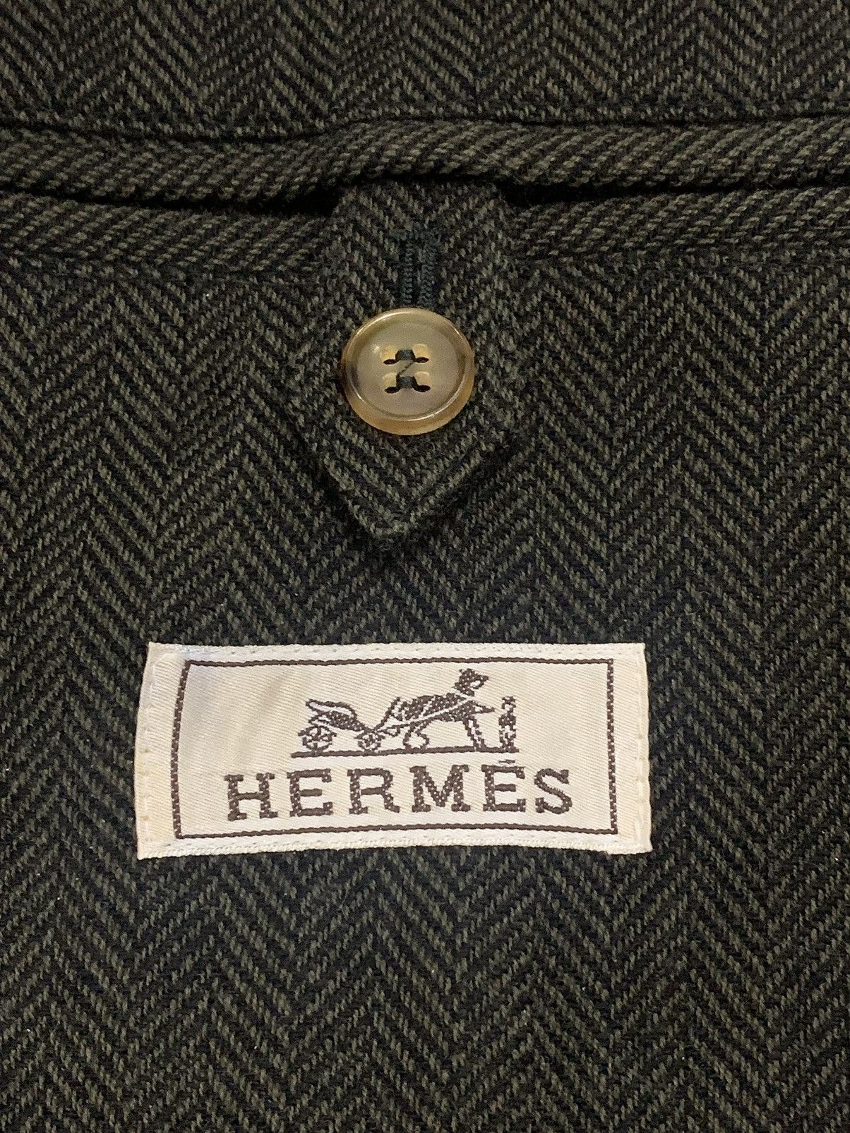 Hermes HERMES HERRINGBONE SINGLE BREASTED - TAILORED JACKET Size 50R - 2 Thumbnail