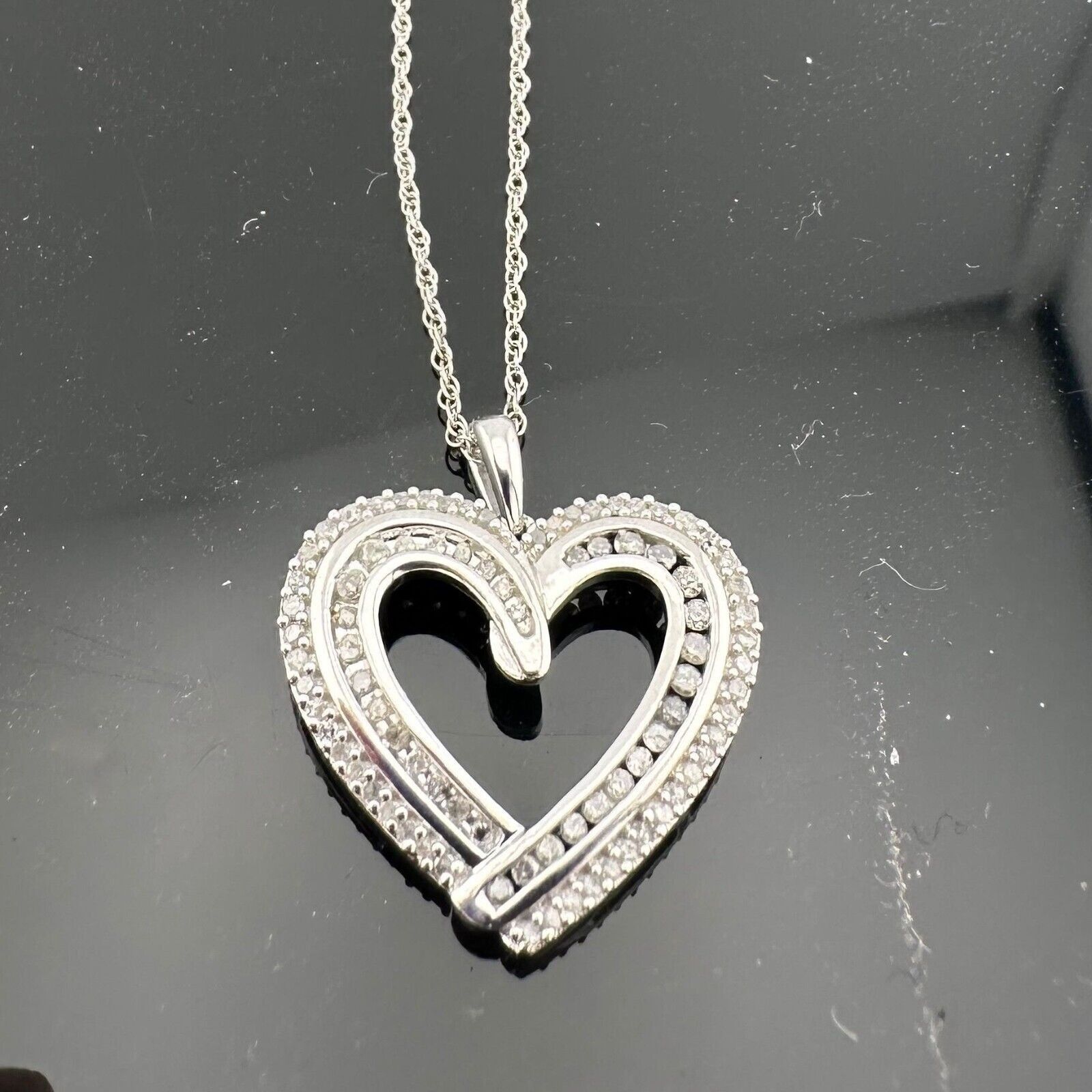 Other Beautiful 1/2 Carat Natural Diamond Heart Necklace Sterling Size ONE SIZE - 7 Thumbnail