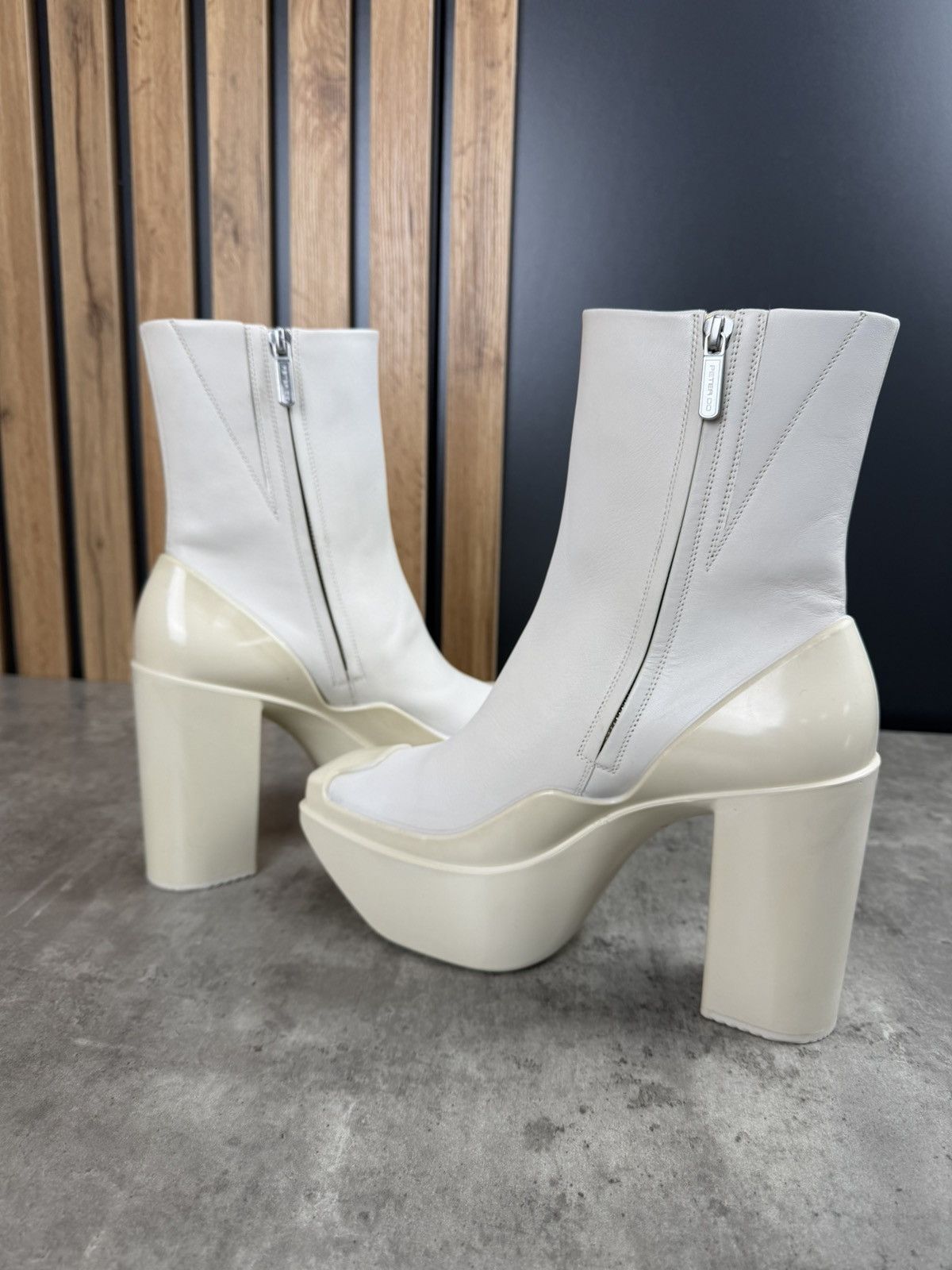 Peter Do at.kollektive x Peter Do Leather Platform Ankle Boots White Size US 10 / IT 40 - 6 Thumbnail
