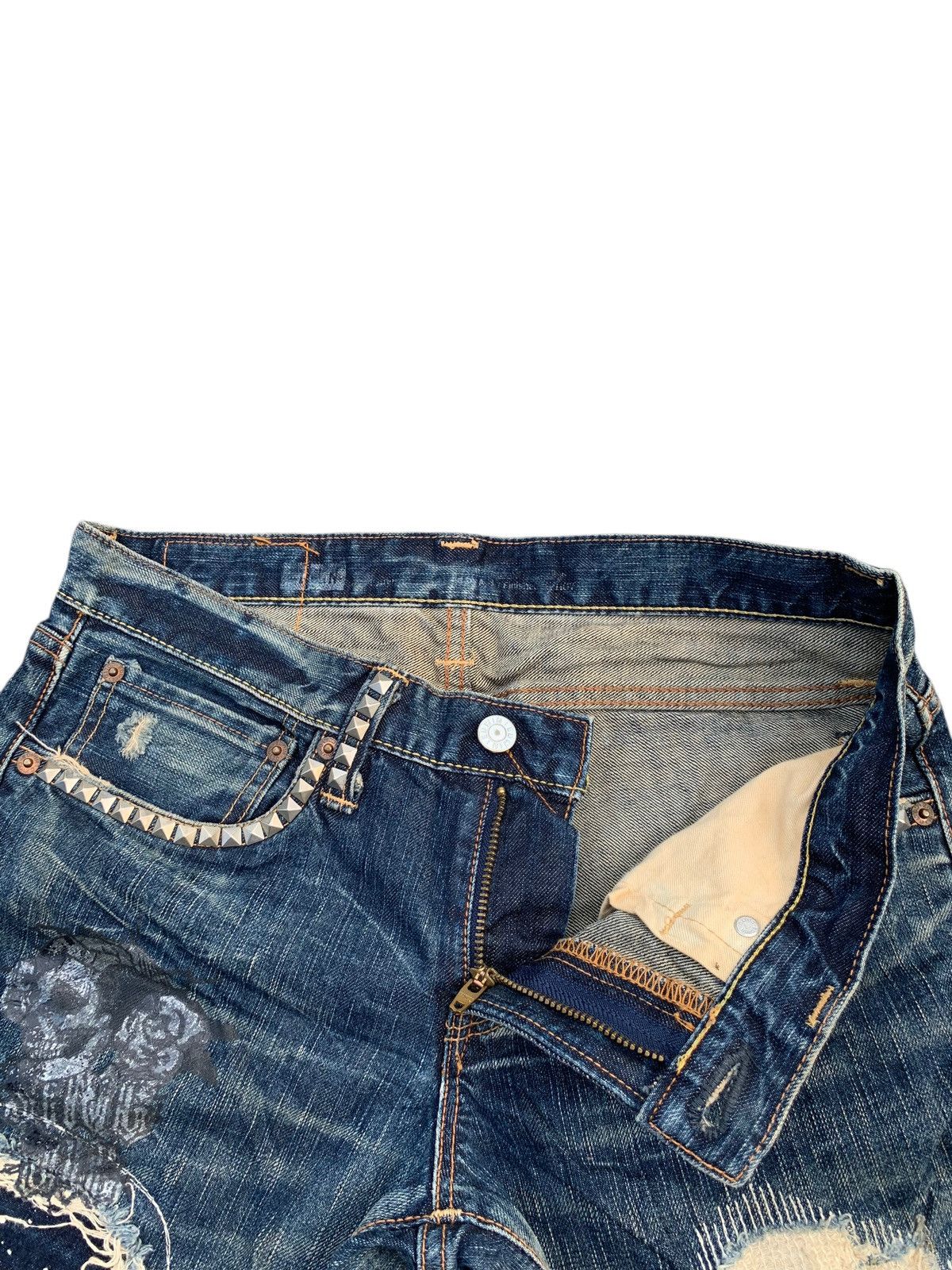 Tornado Mart RARE EDWIN STUDDED PUNK JAPANESE DISTRESSED DENIM Size US 31 - 14 Thumbnail