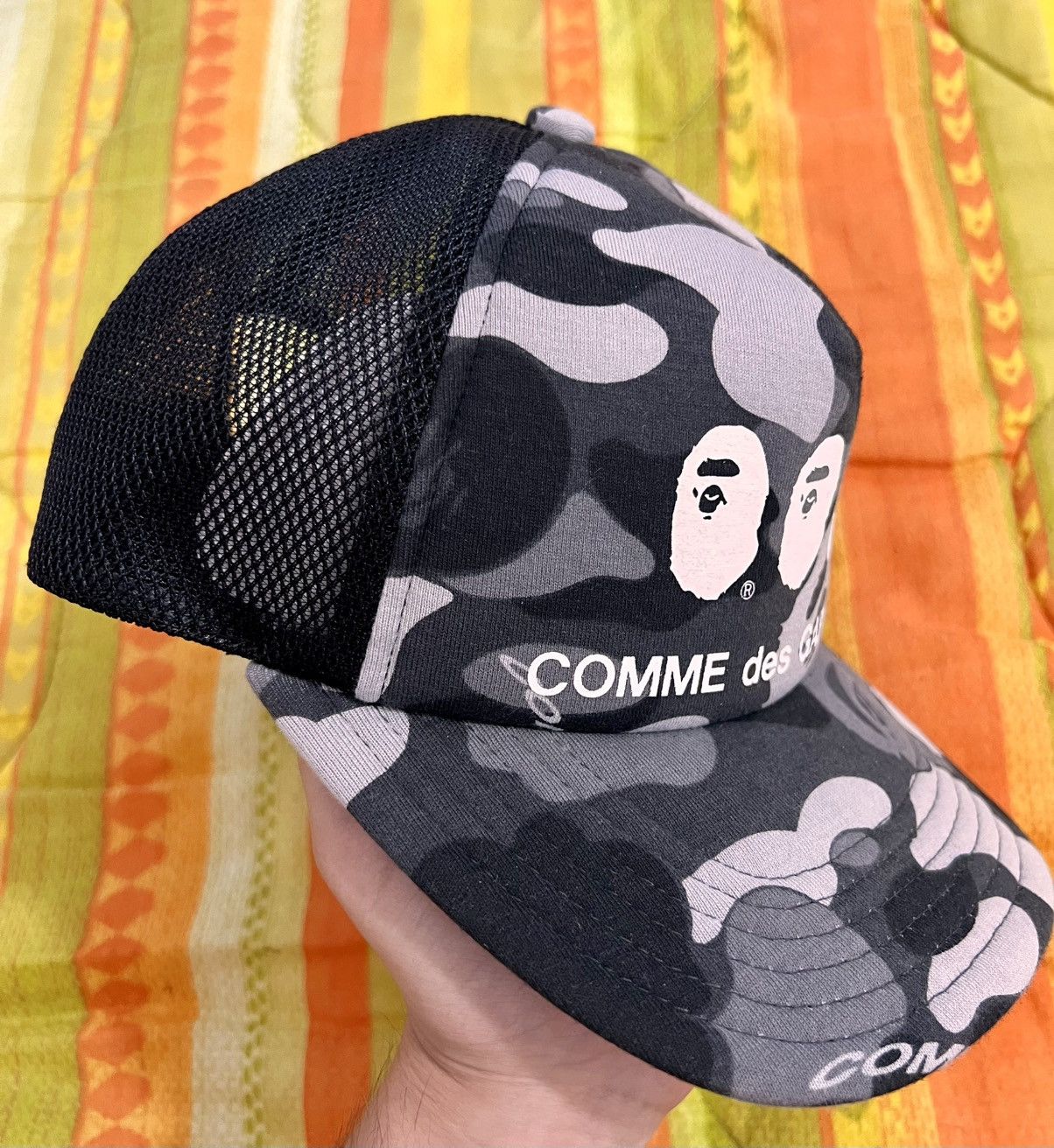 Bape x CDG Osaka Camo Mesh Cap Black comme des garçons