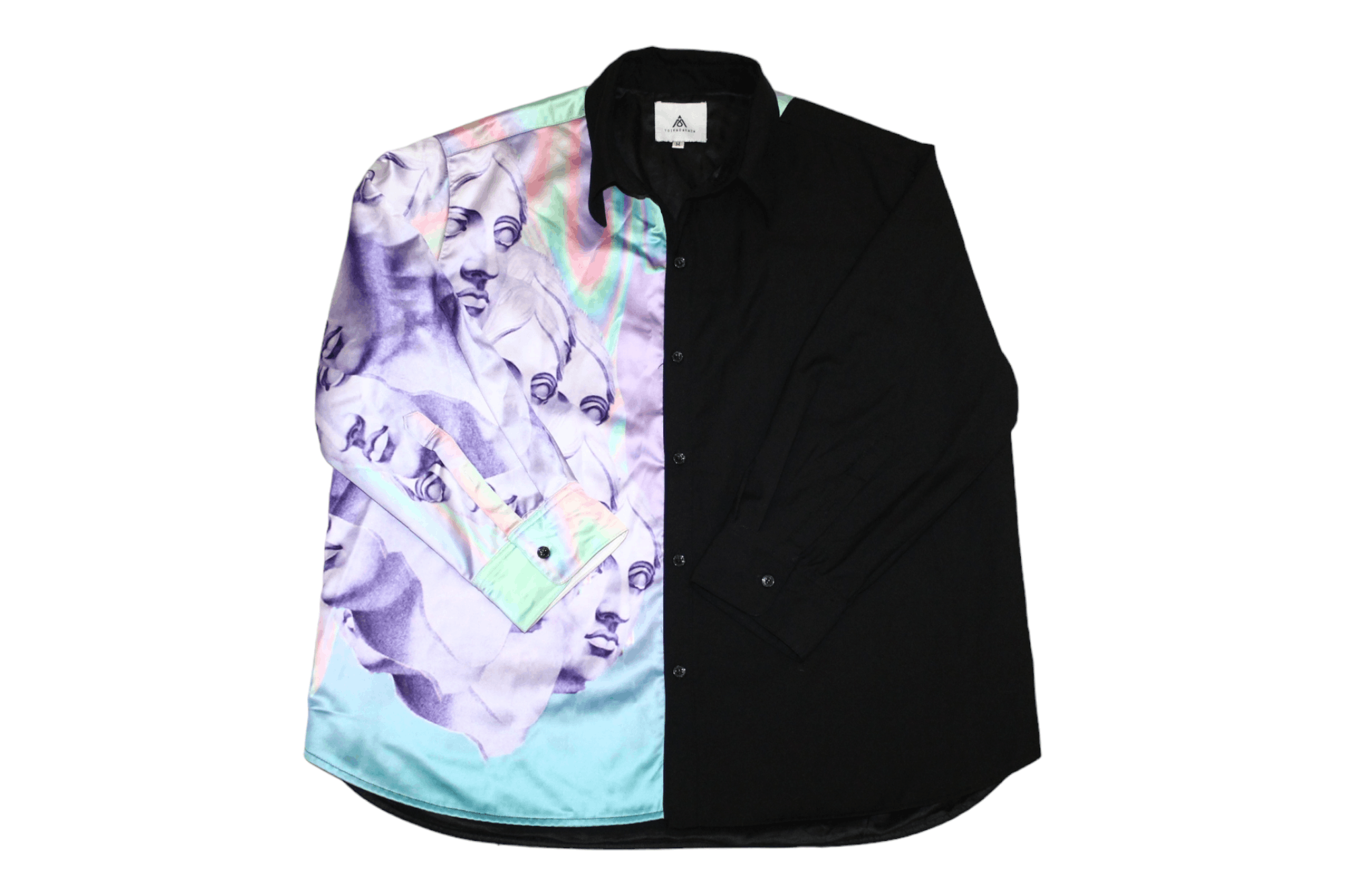 Japanese Brand YOIKADAKADA Michelangelo artwork spectrum satin block shirt Size US M / EU 48-50 / 2 - 1 Thumbnail