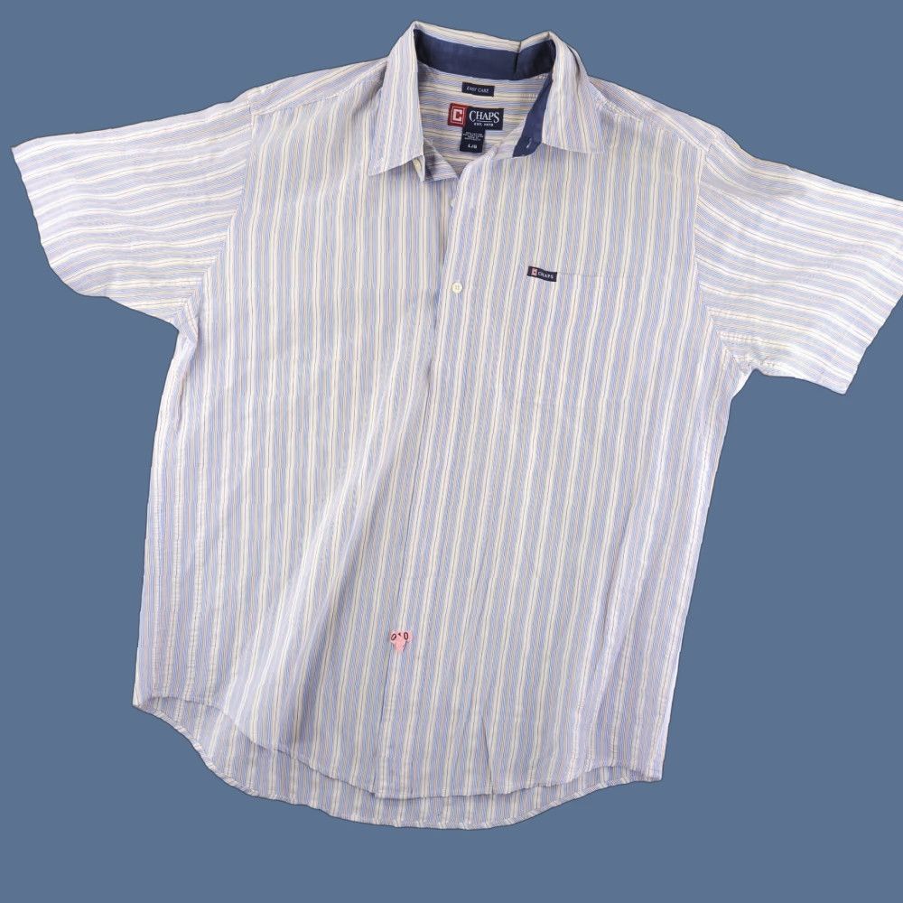 Chaps Chaps Shirt Mens XL Blue Short Sleeve Button Up Casual Stripe Size US XL / EU 56 / 4 - 1 Thumbnail