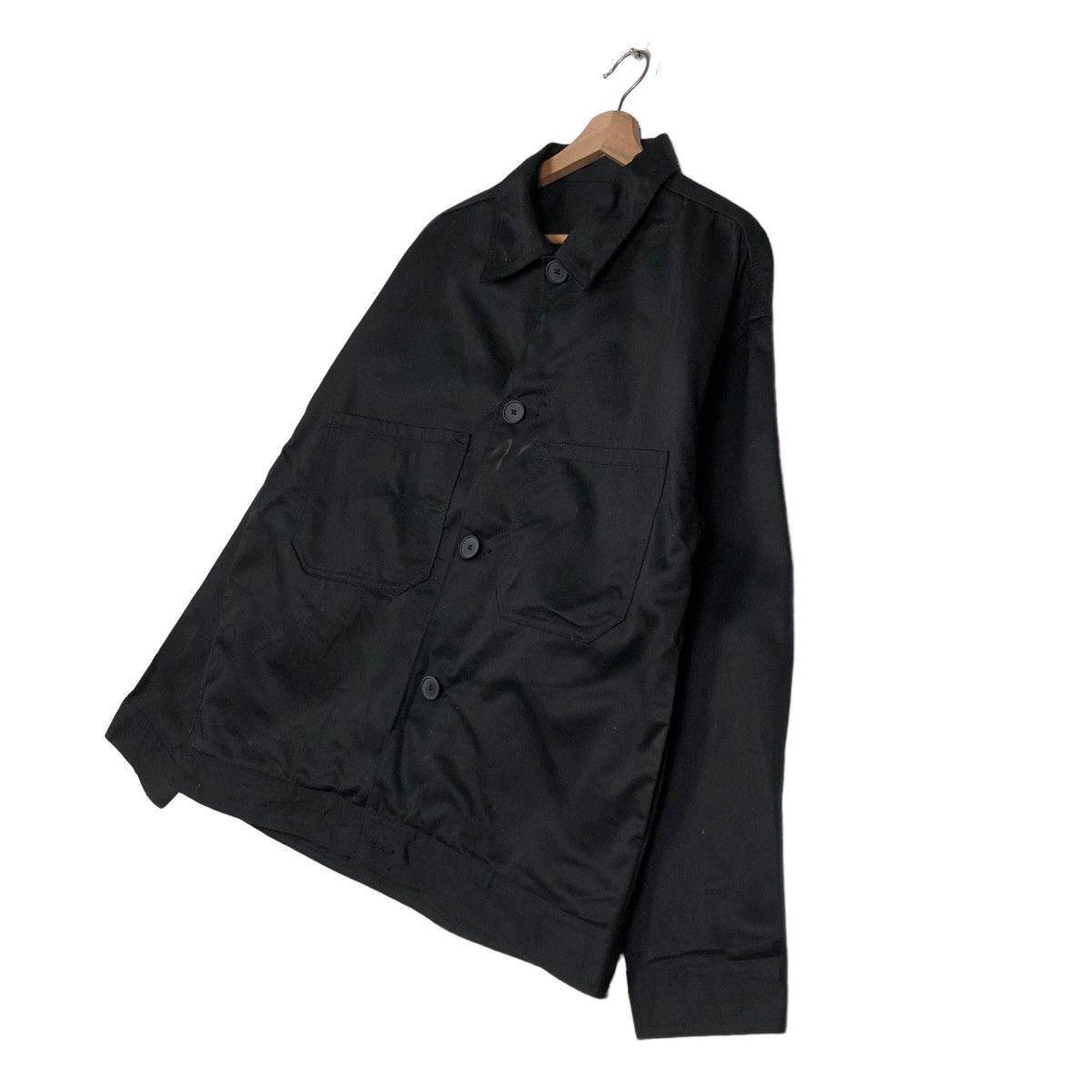 Japanese Brand 🔥Rich Black Vintage Chore Jacket Gu Japan Issey Miyake Size US L / EU 52-54 / 3 - 2 Thumbnail