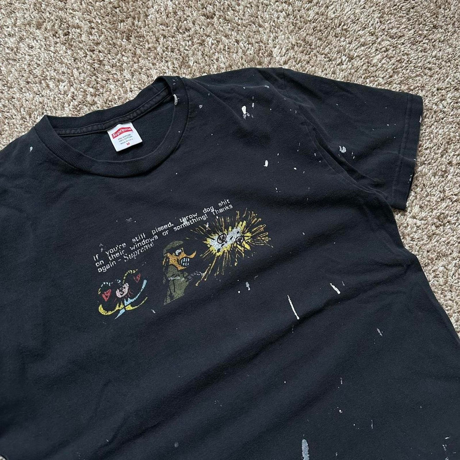 Supreme × Vintage Supreme Graphic Quote Dog Shit Black Faded Painter Shirt Size US M / EU 48-50 / 2 - 6 Thumbnail