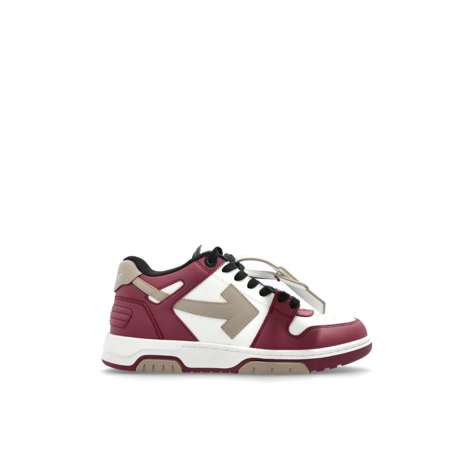 OFF-WHITE Out Of Office Burgundy Leather Sneakers New & Auth