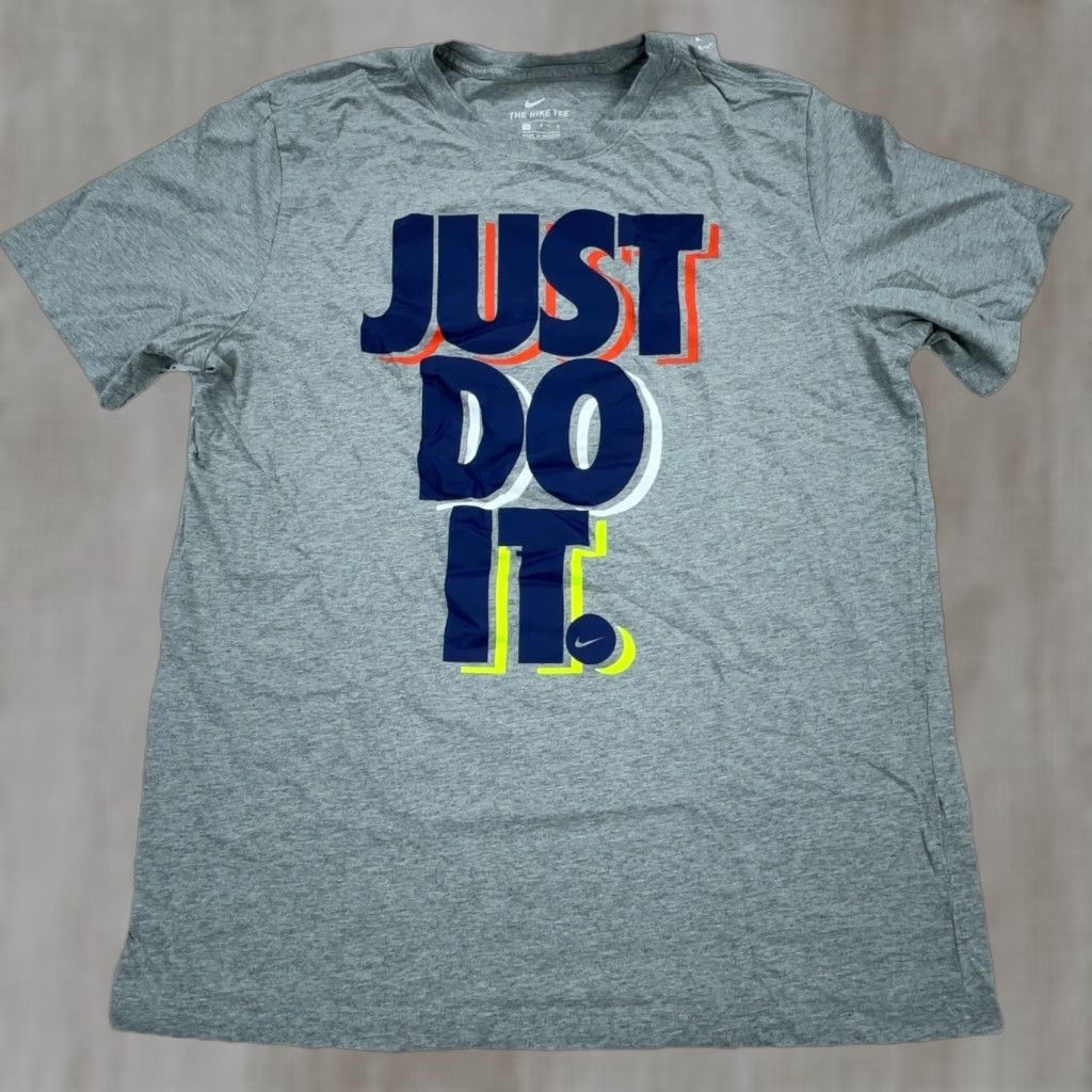 Nike Nike Shirt Men Large Gray Blue Tee Logo Swoosh Just Do It Crew Neck Short Sleeve Size US L / EU 52-54 / 3 - 1 Thumbnail