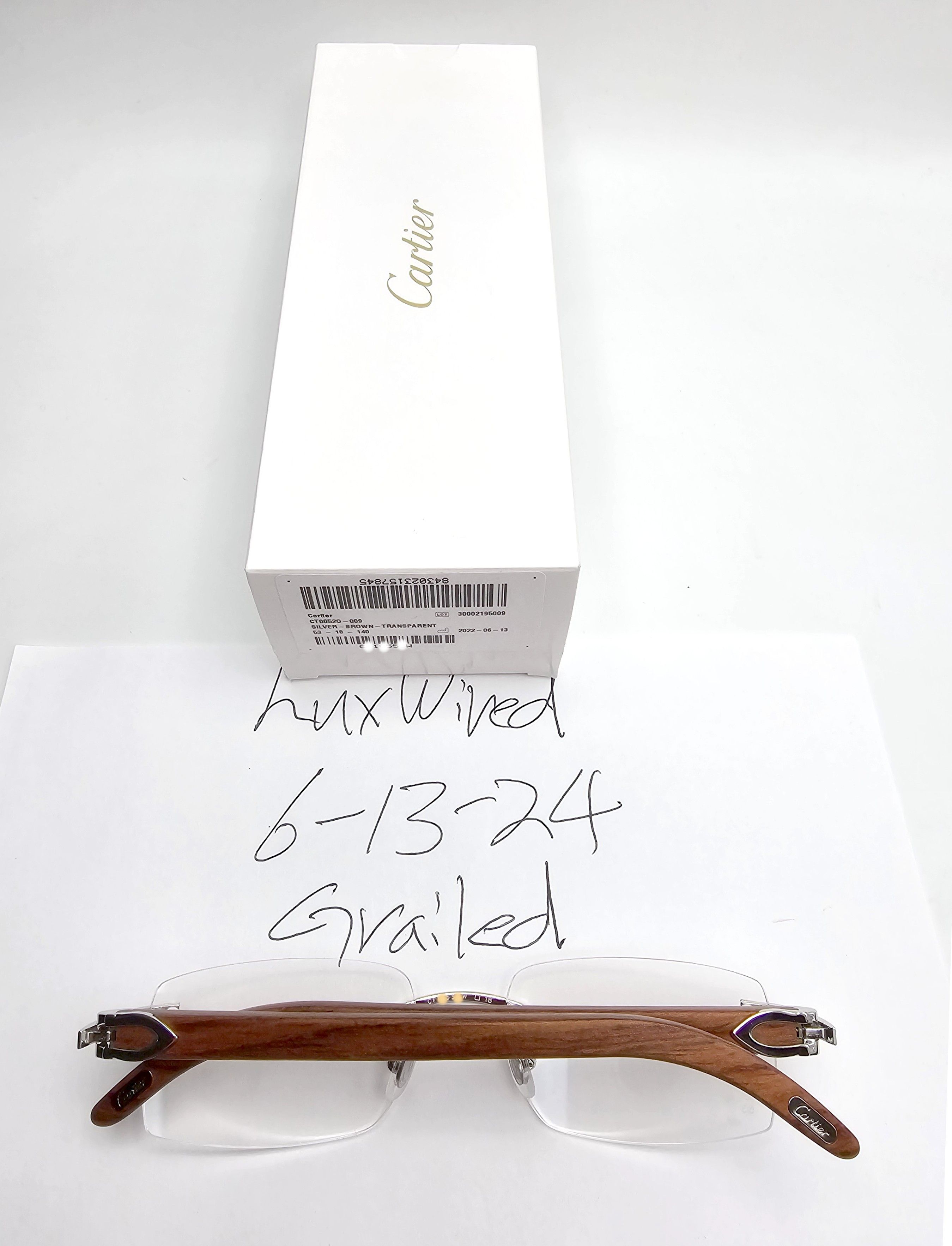 Cartier NEW! Cartier Ibiza Wood Silver Glasses CT00520 Size ONE SIZE - 17 Thumbnail