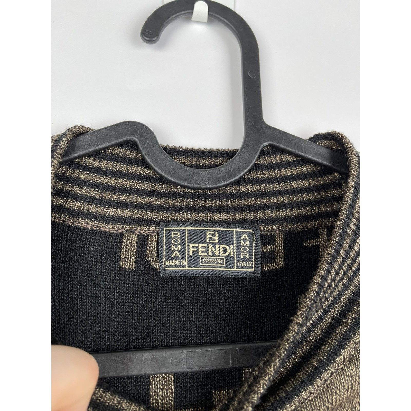 Vintage Fendi FF Logo Zucca Monogram Mare Wool Sweater