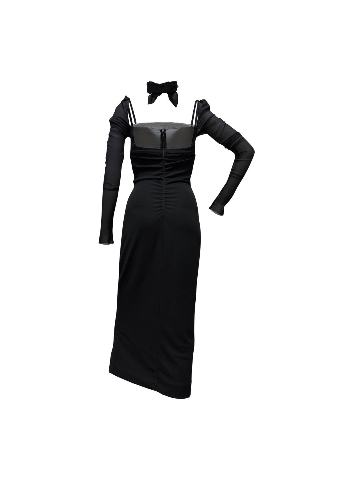 Dolce & Gabbana DOLCE&GABBANA F/W 2001 Sheer Dress with Built-in Bra & Scarf Size XS / US 0-2 / IT 36-38 - 2 Thumbnail