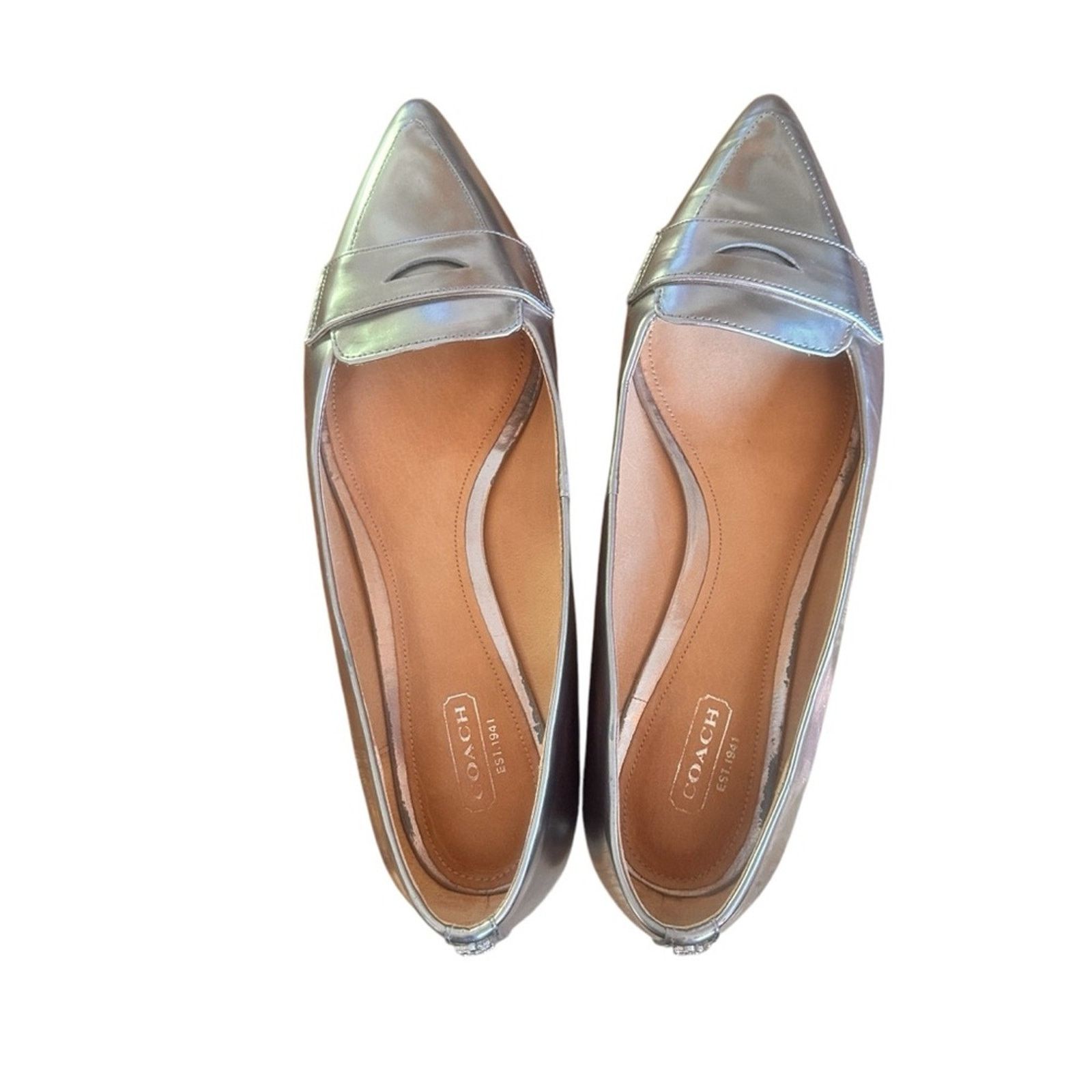 Coach Coach Tabitha Mirror Metallic Penny Loafers – Silver –Size 9 Size US 9 / IT 39 - 1 Thumbnail