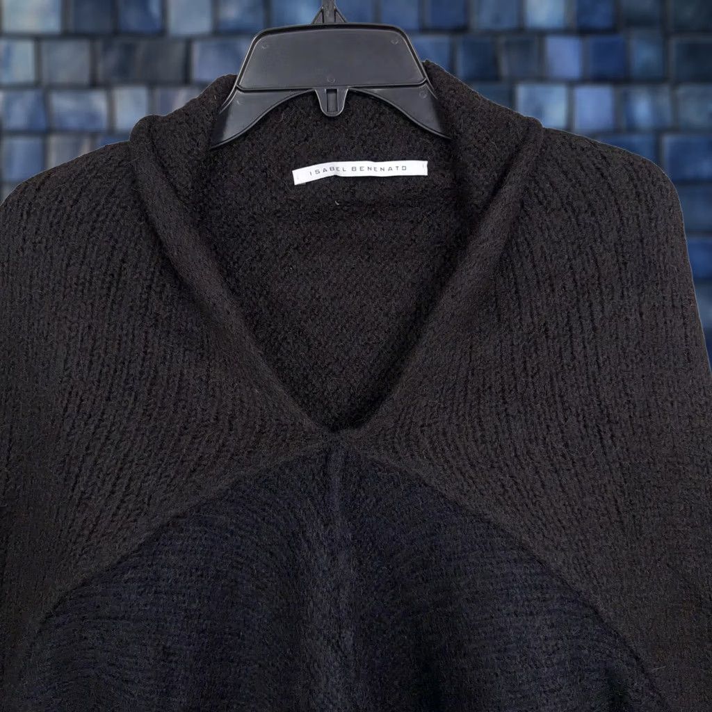 Isabel Benenato Isabel Benenato Sweater Womens 40 Black Dolman V-Neck Wool Alpaca Mohair Knit Made in Italy Size S / US 4 / IT 40 - 1 Thumbnail