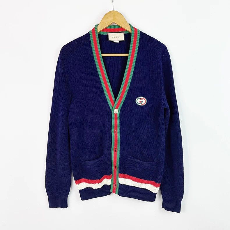 Gucci GucciDark blue long-sleeved knitted cardigan jacket 2503-Ne Size US S / EU 44-46 / 1 - 1 Thumbnail