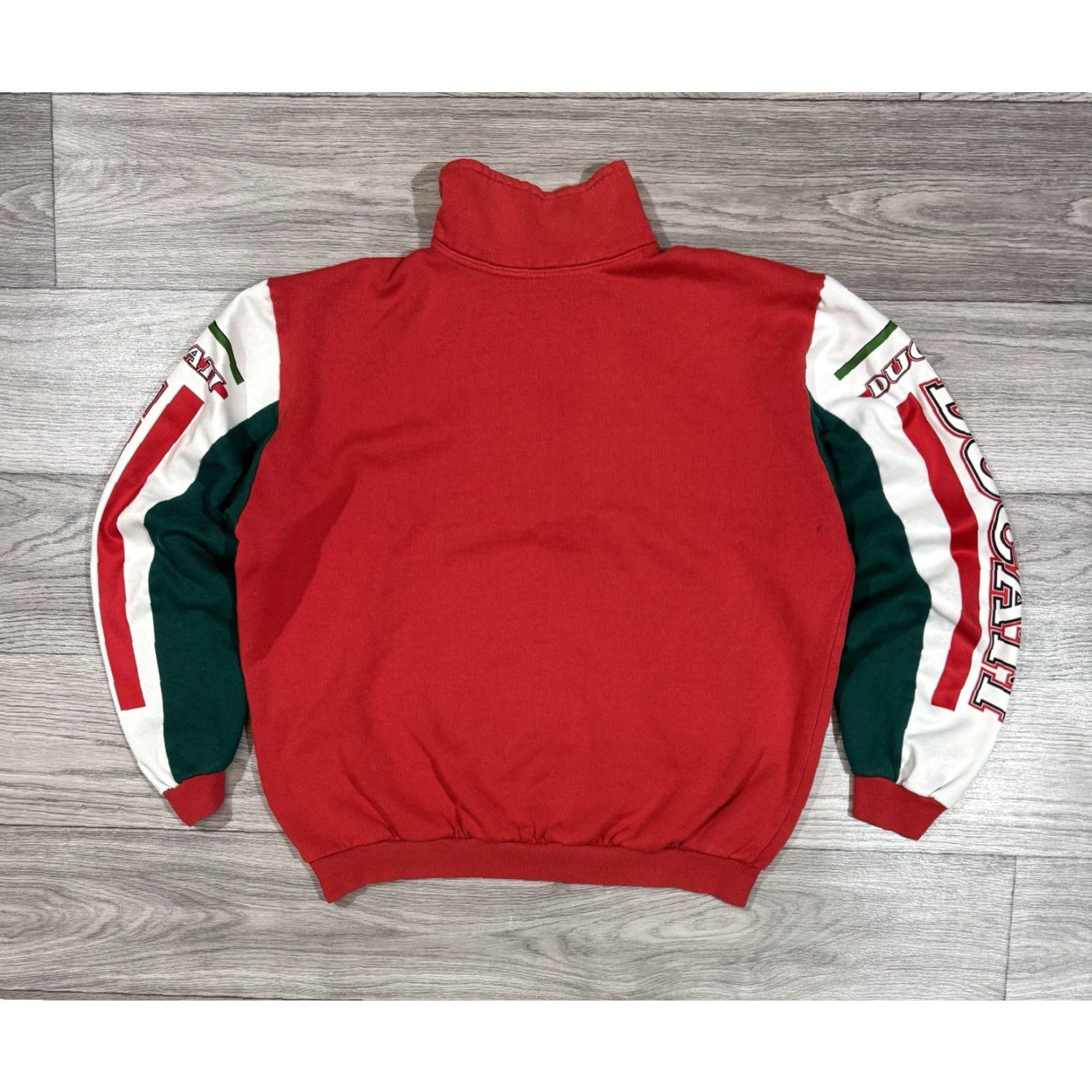 Vintage VINTAGE 90s Ducati Racing Sweatshirt Pullover 1/2 Zip Red White Green Sz M Mens Size US M / EU 48-50 / 2 - 2 Thumbnail
