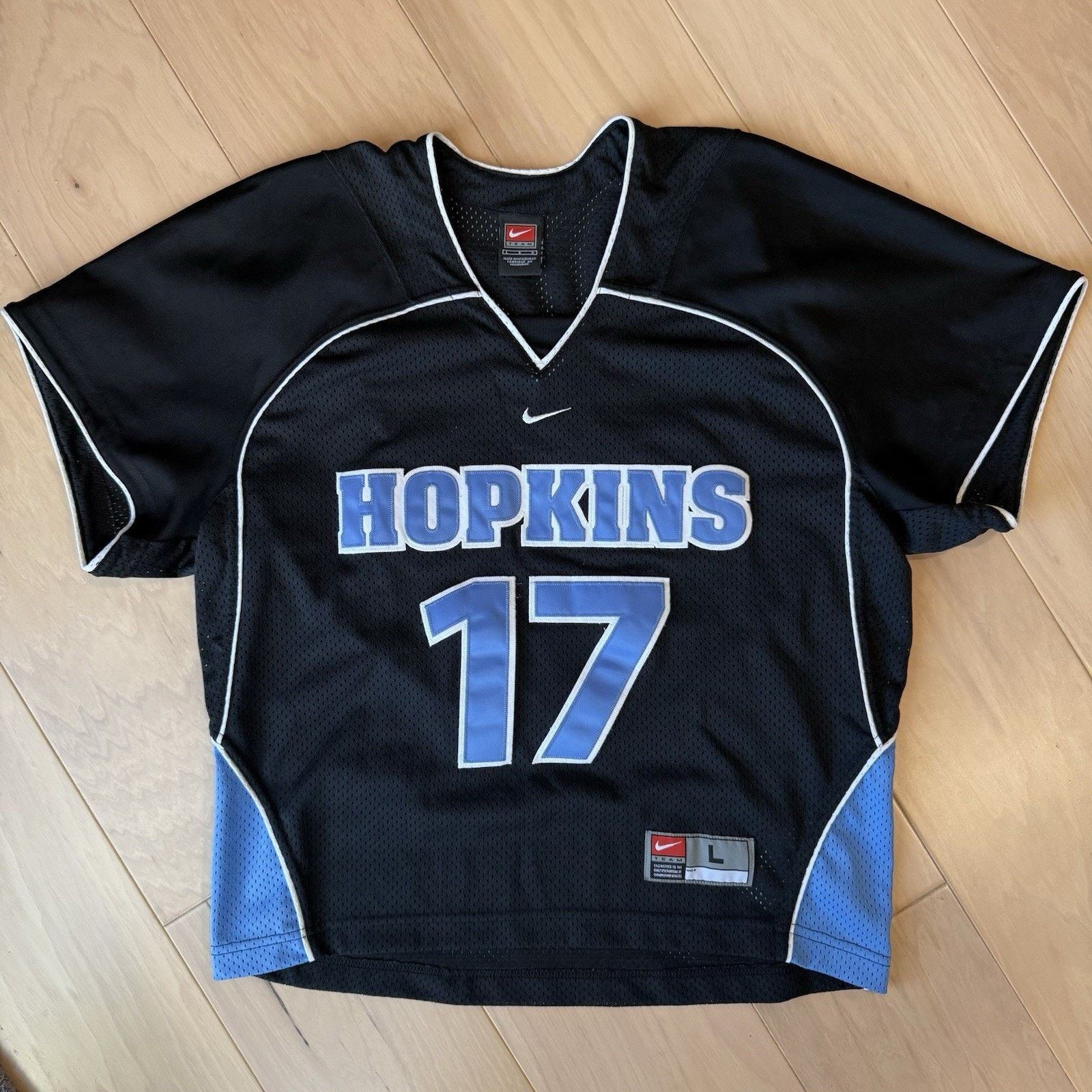 Nike × Vintage Vintage John Hopkins Lacrosse Jersey Large Black Nike Center Size US L / EU 52-54 / 3 - 2 Thumbnail