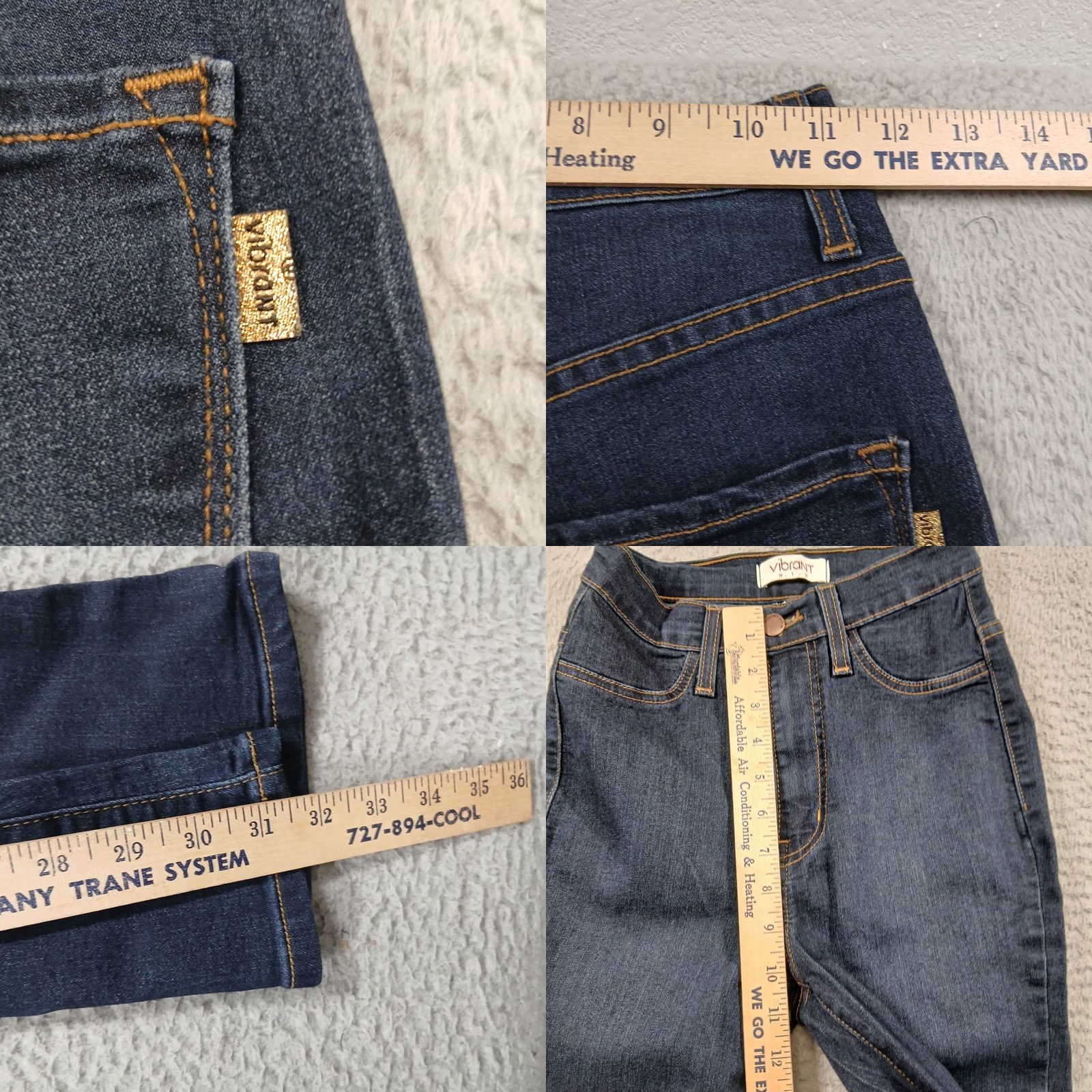 Vintage Vibrant M.I.U. Bell Bottom Jeans - High Rise Blue W25 Juniors Size 3 EUC Size 26" / US 2 / IT 38 - 9 Thumbnail