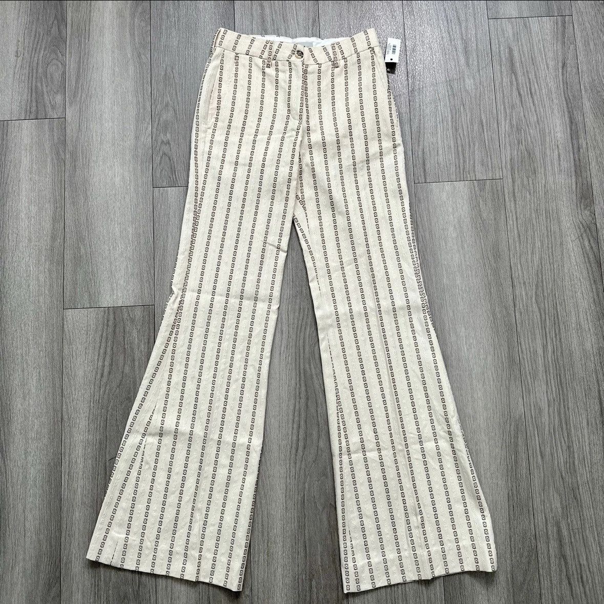 Golden Goose Golden Goose Cream Jacquard Flared Cotton Pants NWT Size 26" / US 2 / IT 38 - 7 Thumbnail