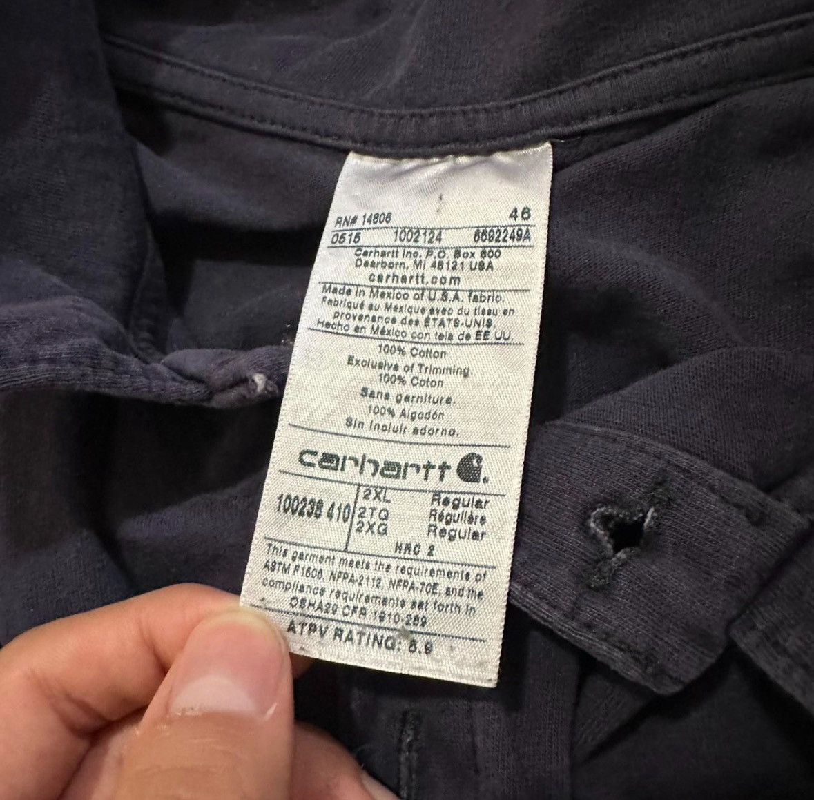 Carhartt Navy Blue Faded Carhartt FR polo long sleeve tshirt Size US XL / EU 56 / 4 - 4 Thumbnail