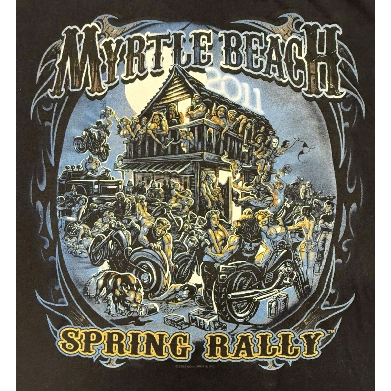 Vintage Myrtle Beach Spring Rally Dirty Biker Shirt Mens 3XL Black Motorcycle Size US XXL / EU 58 / 5 - 2 Thumbnail