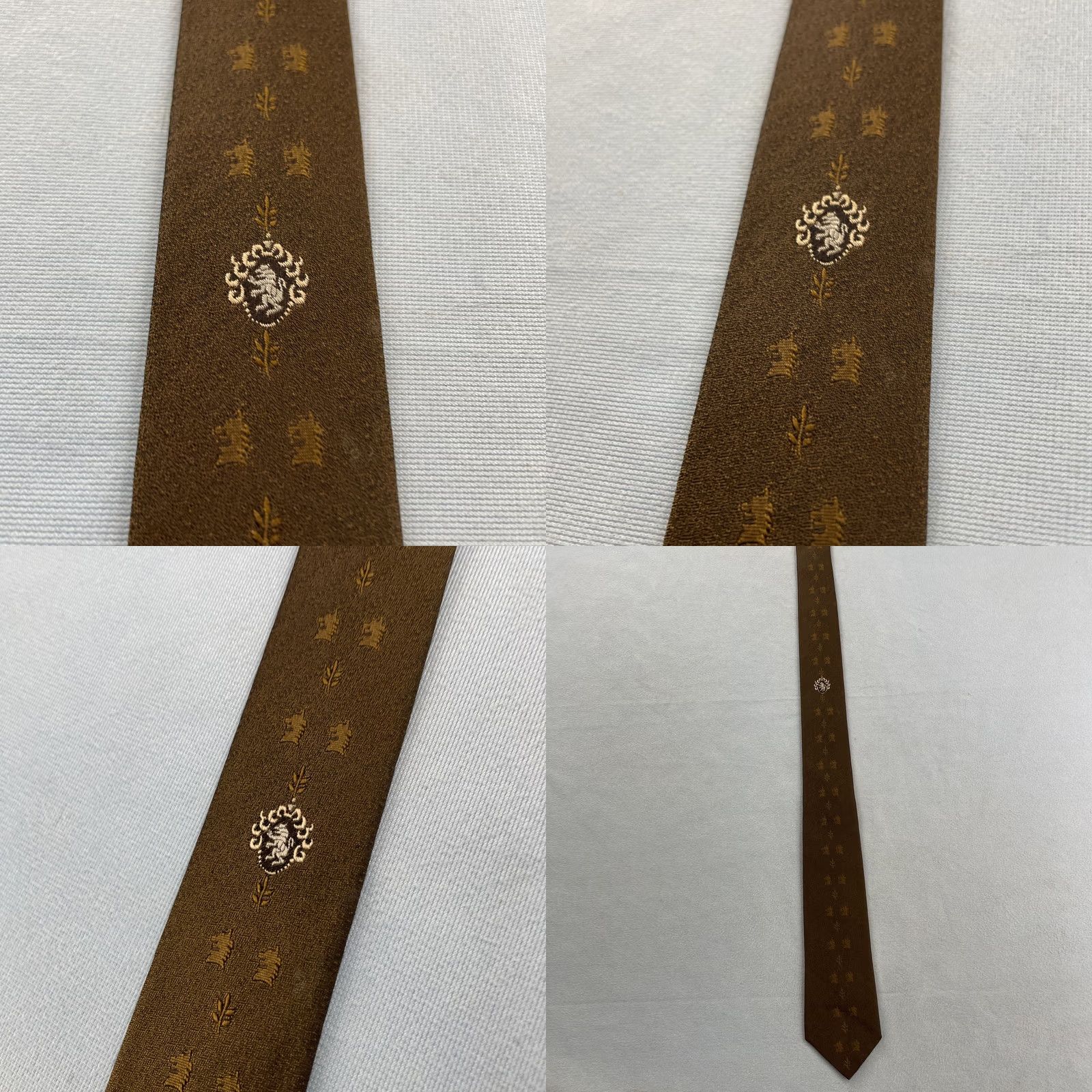 MCM vtg Hurwitz Silk Tie Distinctive Mens Slim MCM Deco Medallion Brown 2x57 Capsule Necktie Size ONE SIZE - 10 Thumbnail