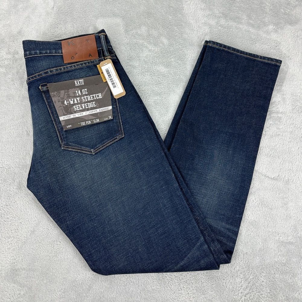 KATO Kato NWT 14 oz 4 way stretch selvedge "the pen" slim men's Size US 34 / EU 50 - 1 Thumbnail