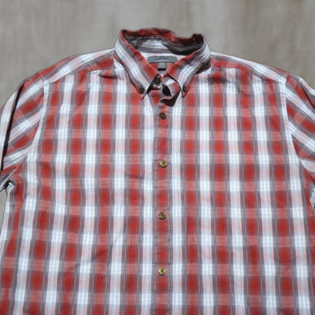 Vintage Saddlebred Shirt Button-Up Long Sleeve Adults M Red Plaid 1888 American Style Classic Fit with Pockets Men Size US M / EU 48-50 / 2 - 1 Thumbnail