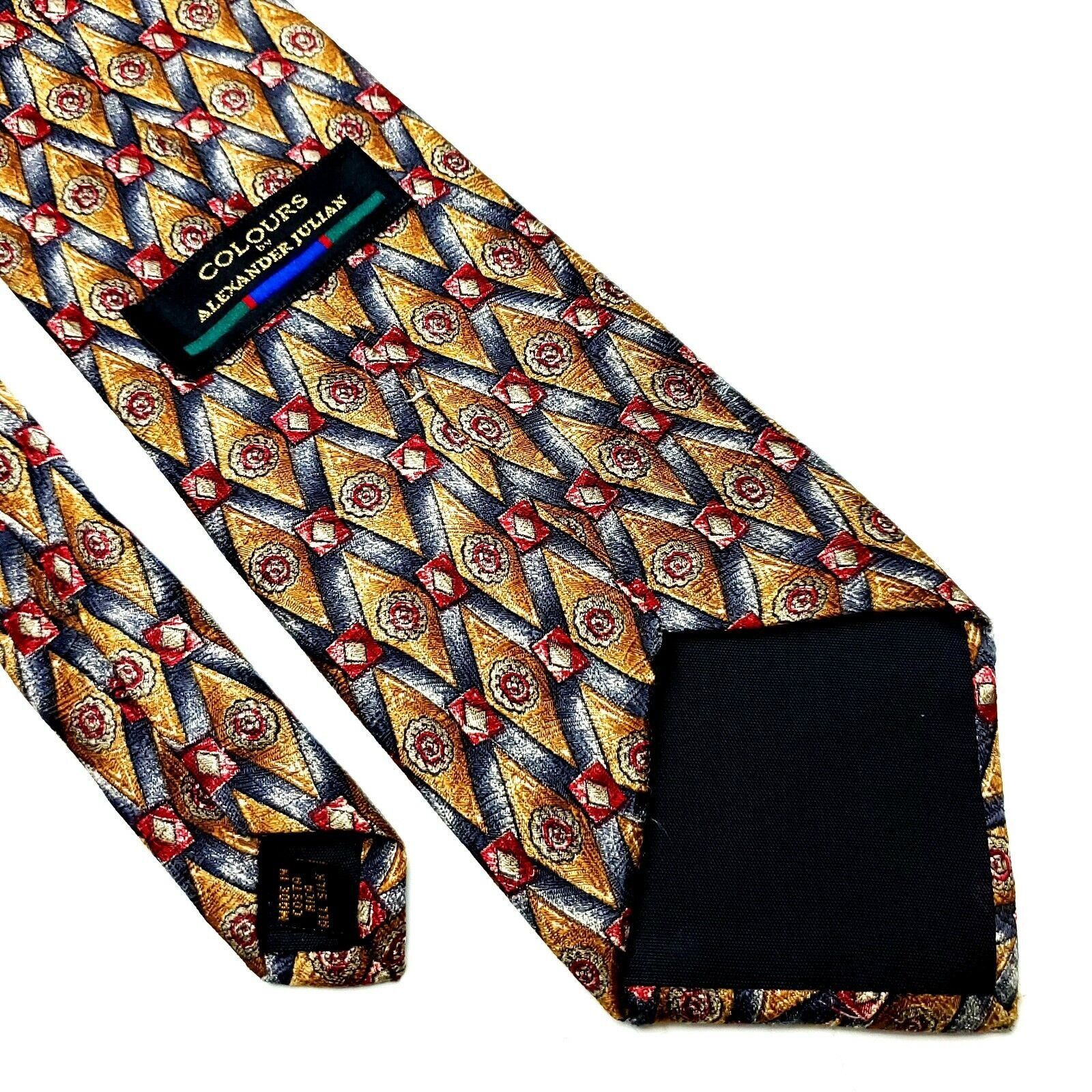 Alexander Julian Alexander Julian Colours Silk Tie Print Wide Orange Red Size ONE SIZE - 5 Thumbnail