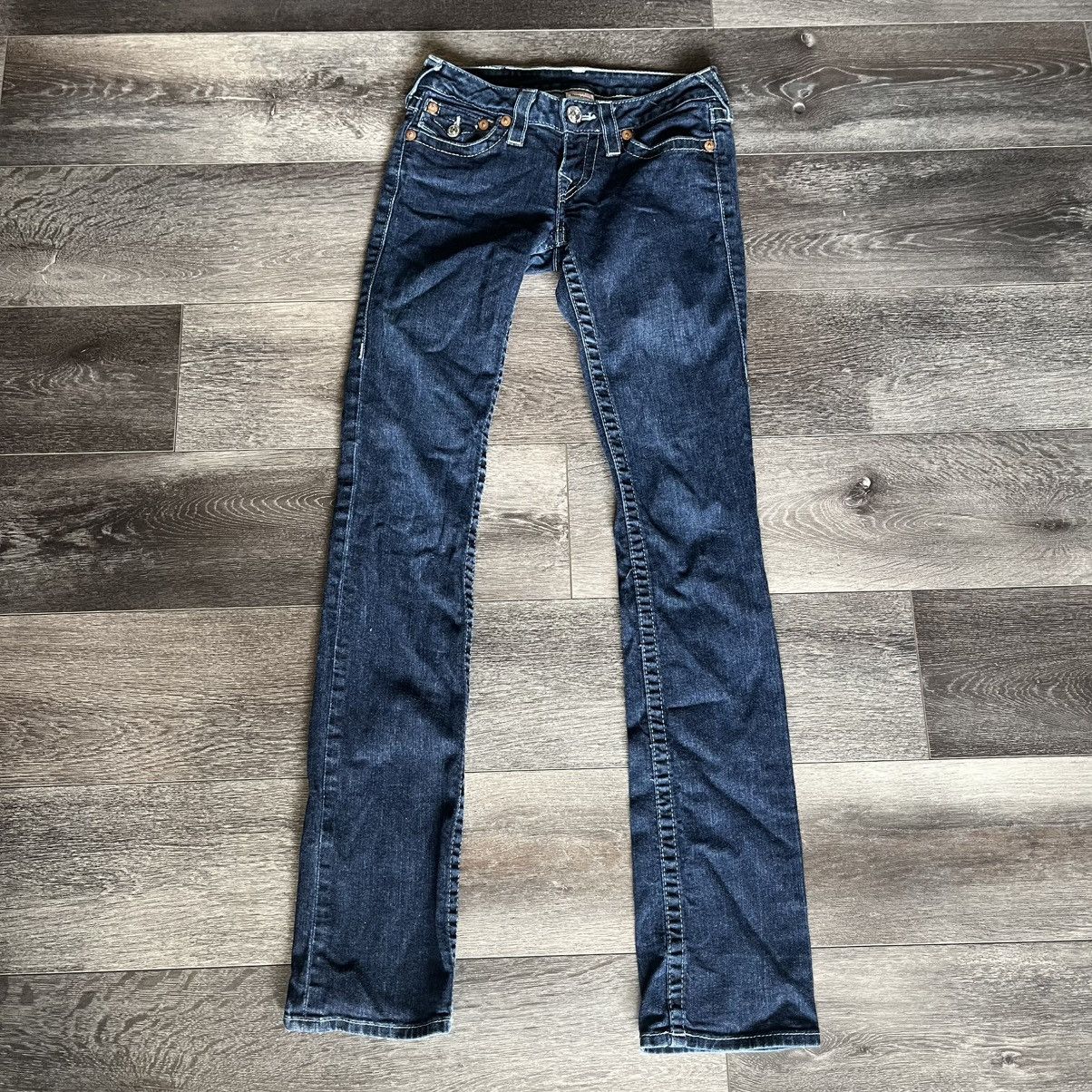 True Religion Vintage True Religion Studded Logo Low Rise Straight Jeans Size 25" / US 0 / IT 36 - 2 Thumbnail