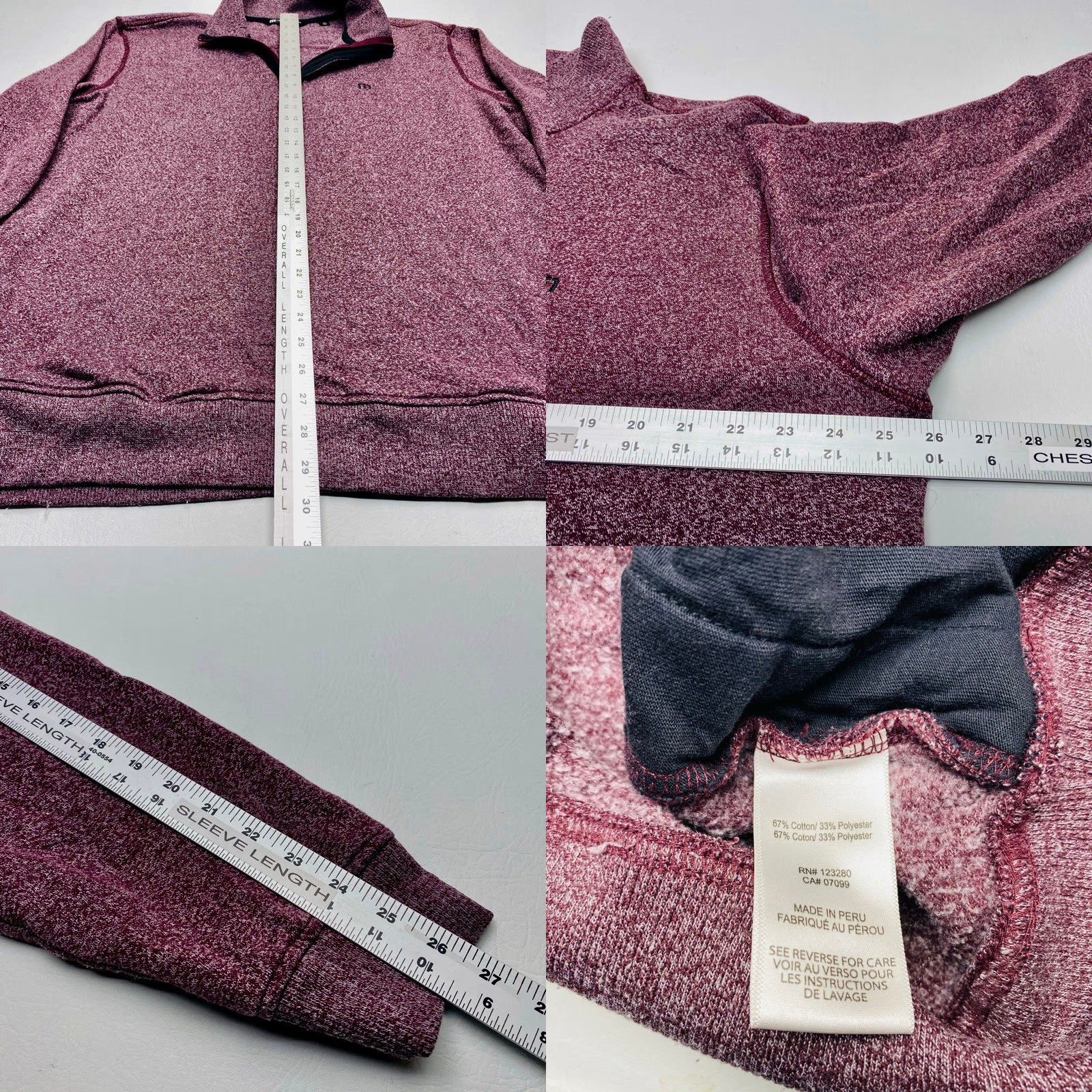 TravisMathew Travis Mathew Long Sleeve Fleece 1/4 Zip Sweater Mens 2XL Maroon Heather Golf Size US XXL / EU 58 / 5 - 8 Thumbnail