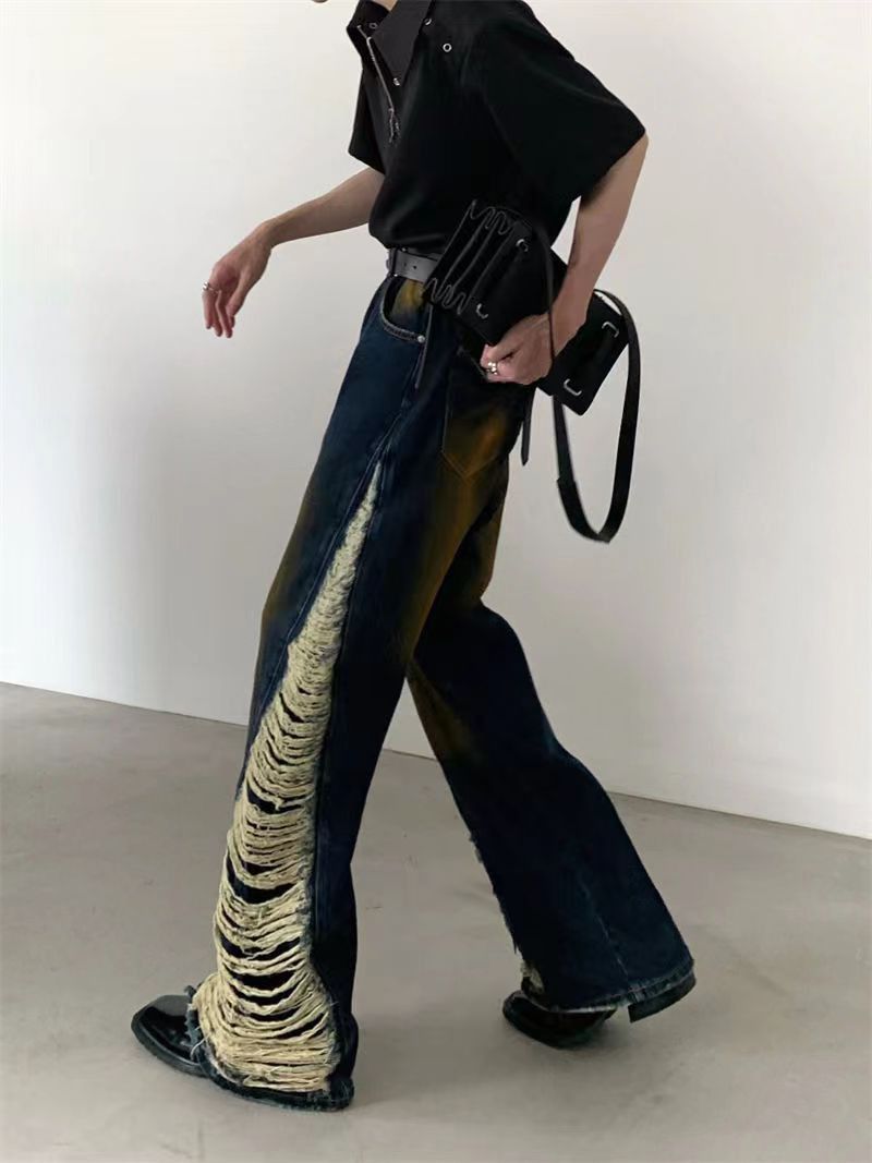 Japanese Brand × Jean Graffiti Spliced Raw Edge Vintage Jeans Size US 33 - 5 Thumbnail