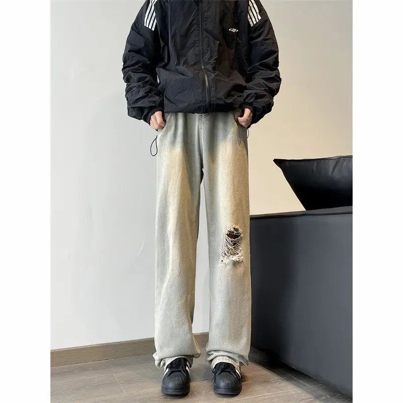 Japanese Brand × Jean Retro loose fringed ripped jeans Size US 30 / EU 46 - 1 Thumbnail