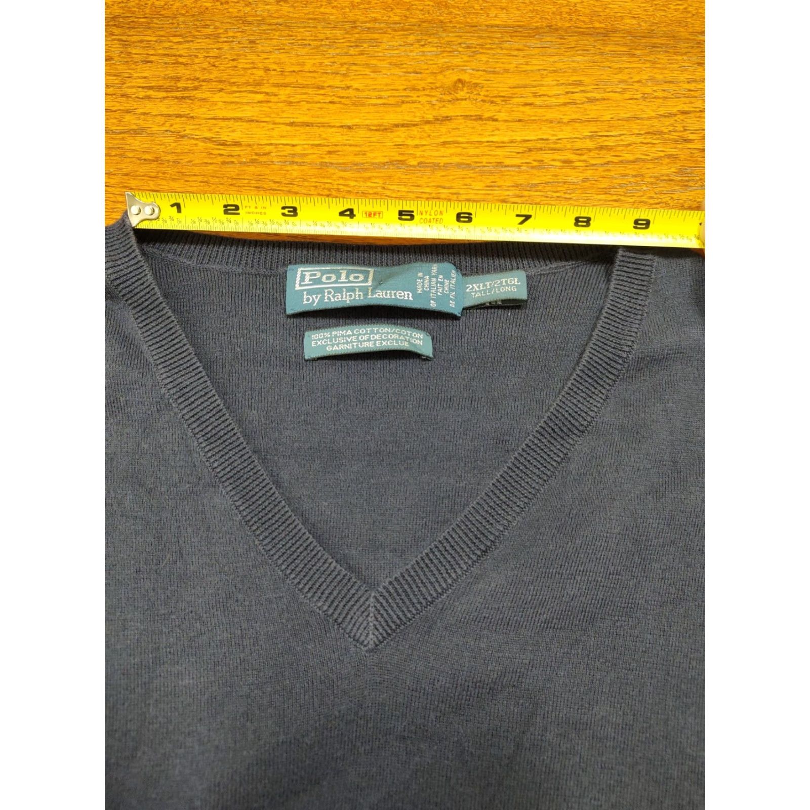 Polo Ralph Lauren VINTAGE Polo Ralph Lauren Knit Sweater Vest Men 2XLT Navy Blue Cable-Knit Cotton Solid V-Neck Big & Tall 90s Mens Size US XXL / EU 58 / 5 - 4 Thumbnail