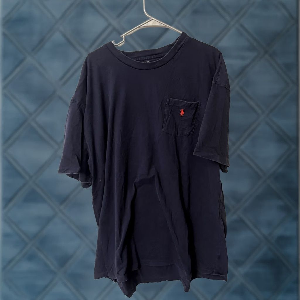 Polo Ralph Lauren VINTAGE Polo Ralph Lauren Tee T-Shirt Top Crew Neck Pocket Pony Logo Navy Blue Reg Fit 2XB Men Size US XXL / EU 58 / 5 - 1 Thumbnail