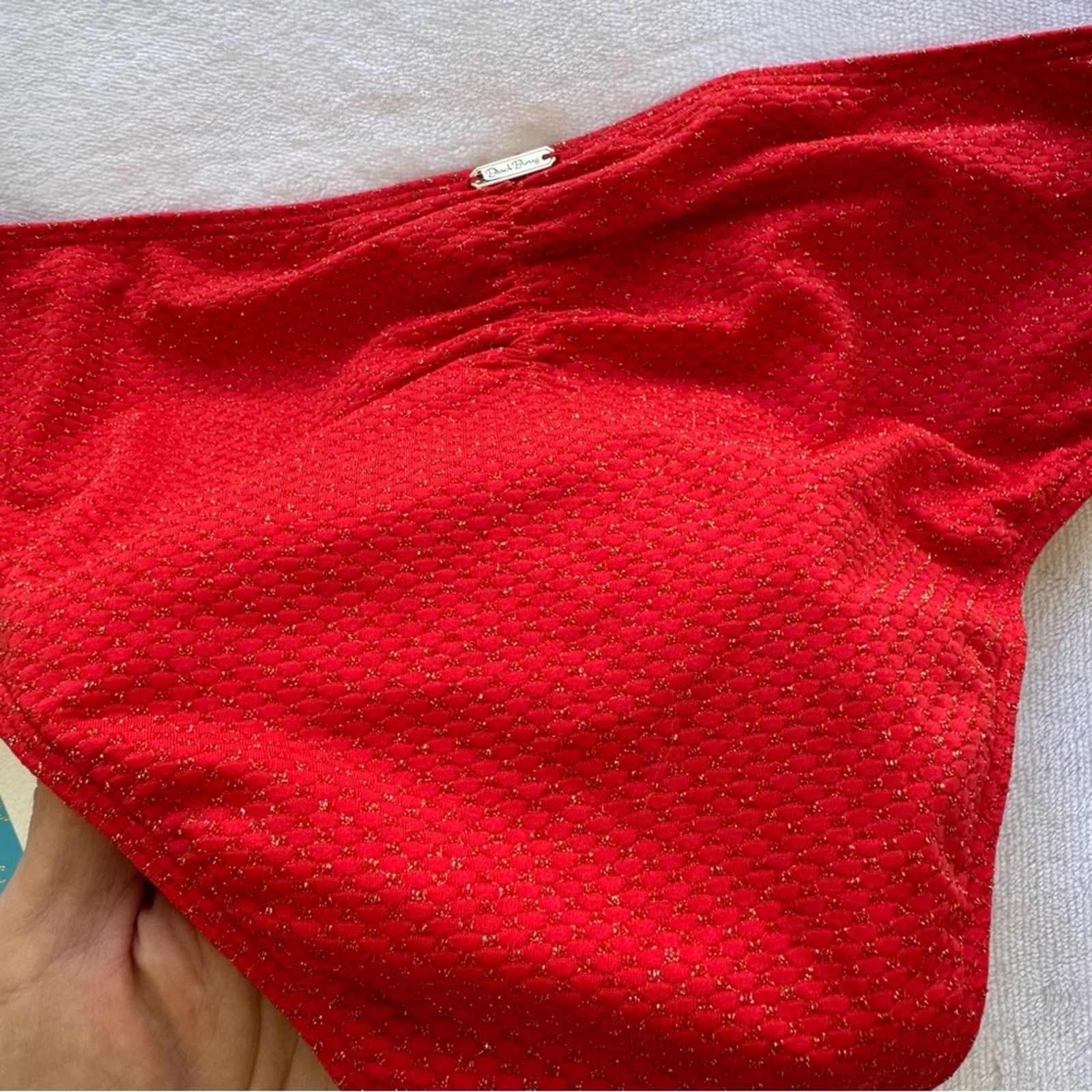 NBDN Nobrandedon NWT! Beach Bunny Red Shimmer Swim Bottom, Size XL Size XL / US 12-14 / IT 48-50 - 9 Thumbnail