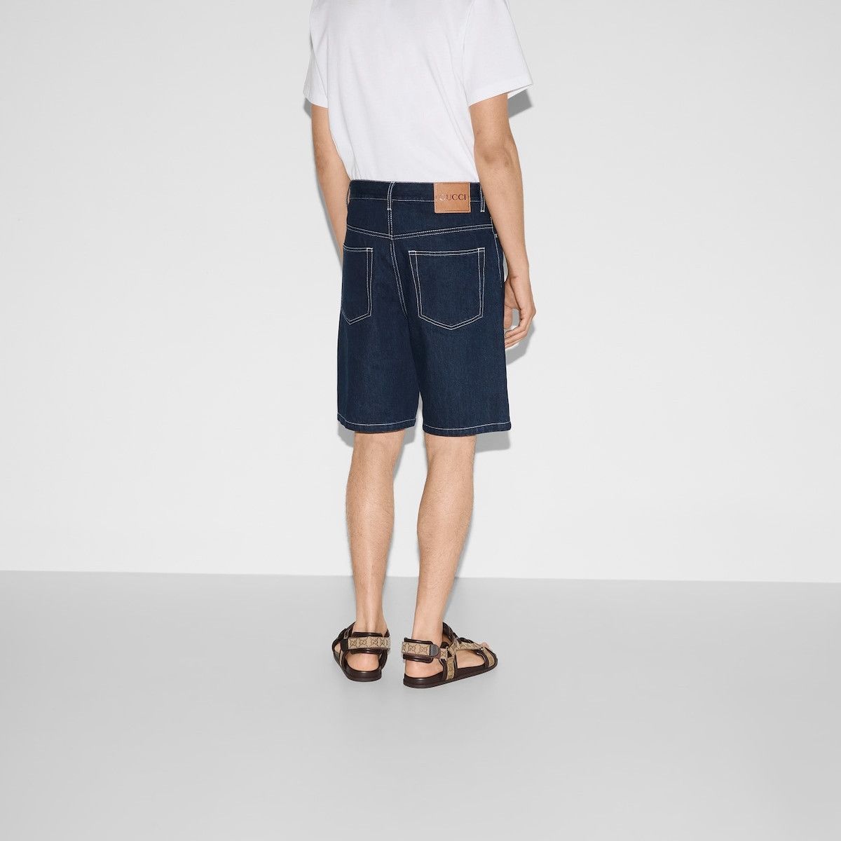 Gucci o1loc1c0226 811656 Lasered Denim Shorts in Blue Size US 33 - 7 Thumbnail