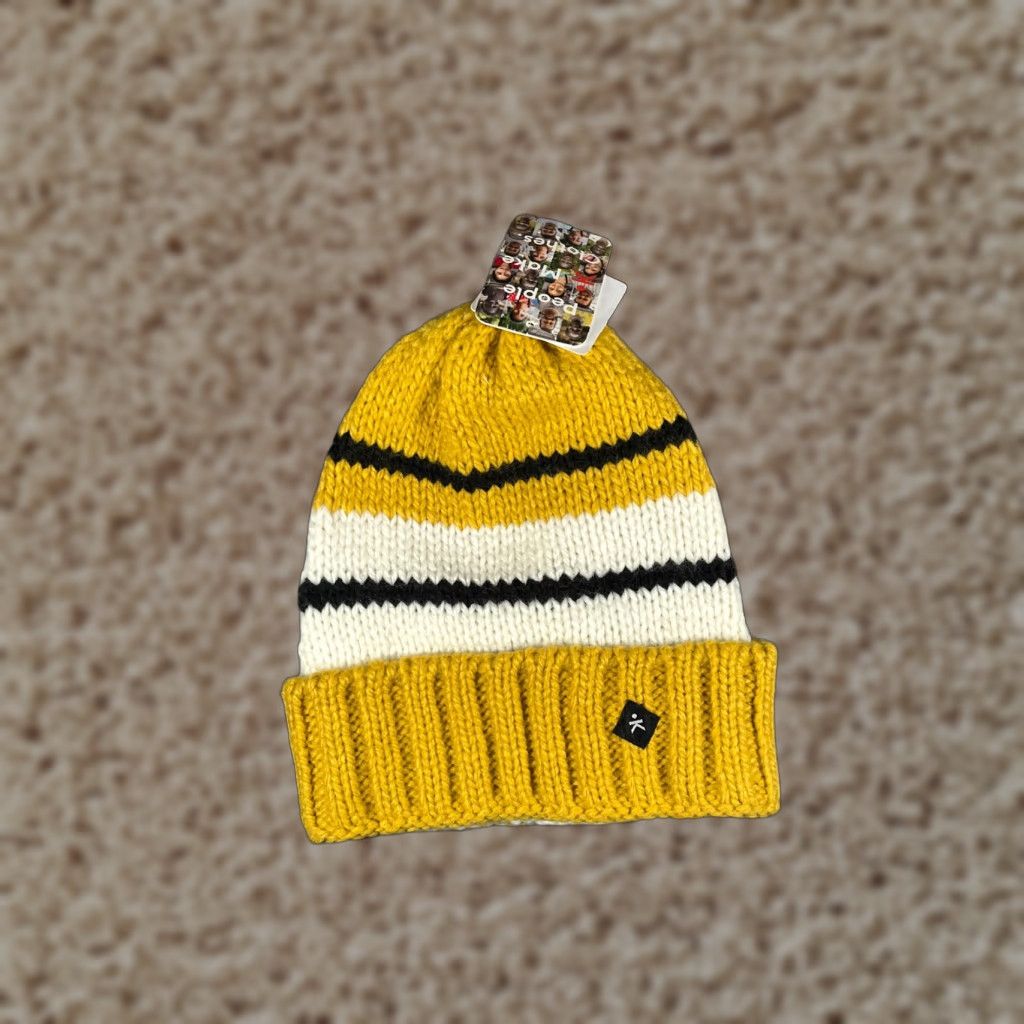 Vintage Known Supply Beanie Toque One Size Adult Yellow White Black Stripe Acrylic NEW Size ONE SIZE - 1 Thumbnail