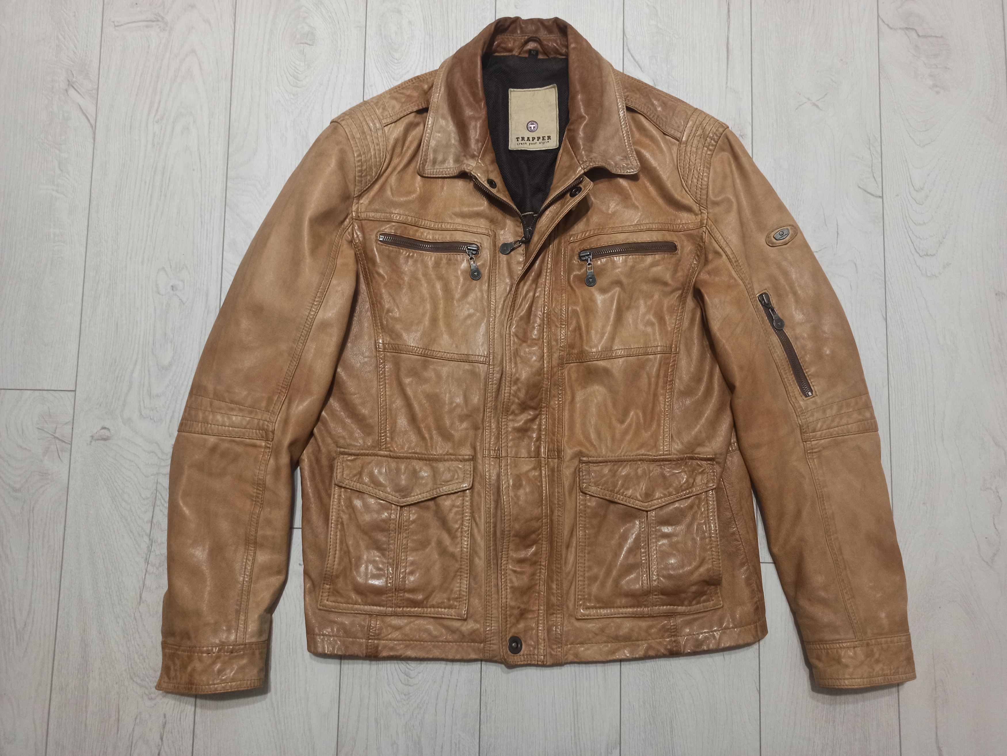Genuine Leather Trapper Lamb Nappa Leather Track Jacket Size US L / EU 52-54 / 3 - 1 Thumbnail