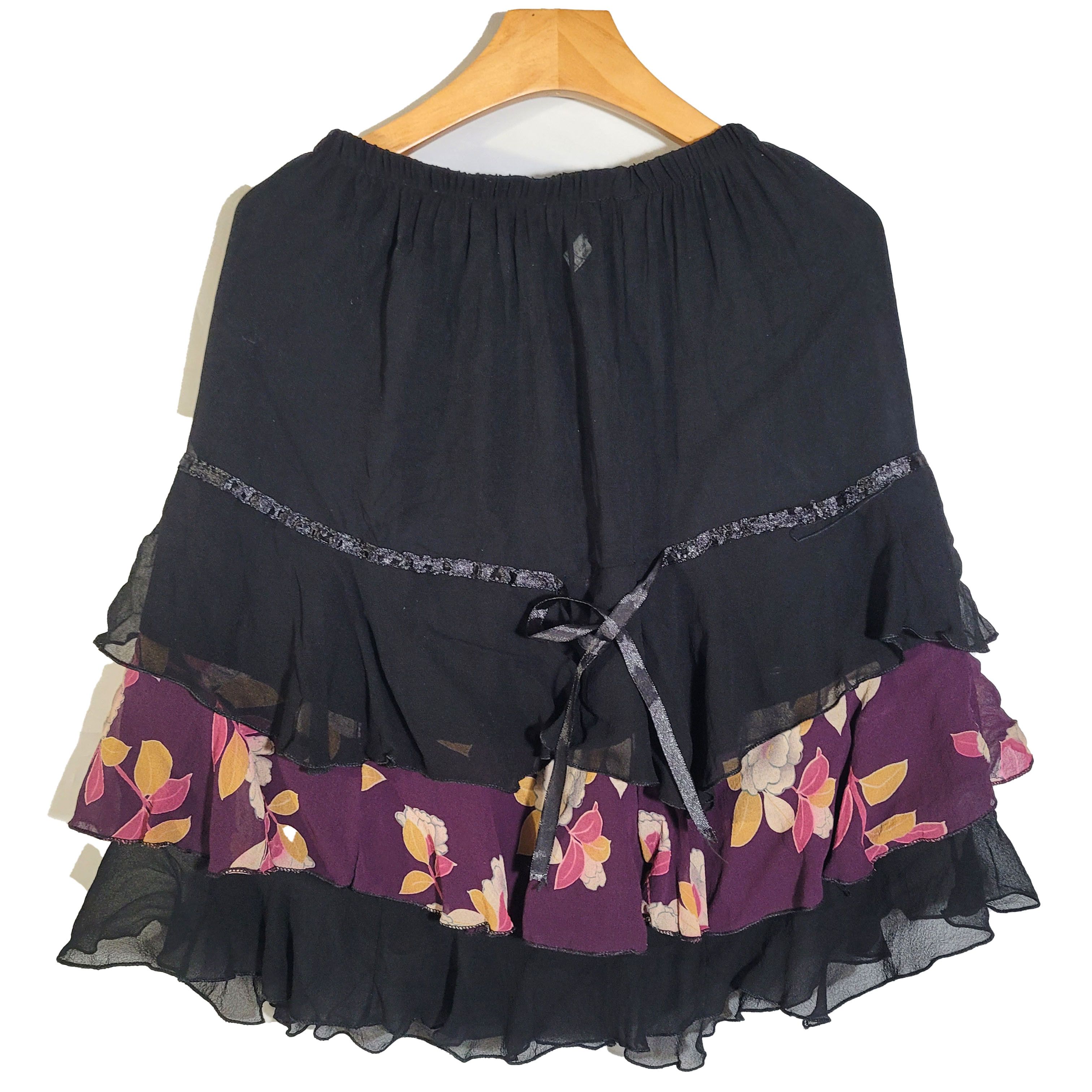 Other Women's 100% Silk A-Line Layered Skirt Elastic Waist SAA359 Size 27" / US 4 / IT 40 - 1 Thumbnail