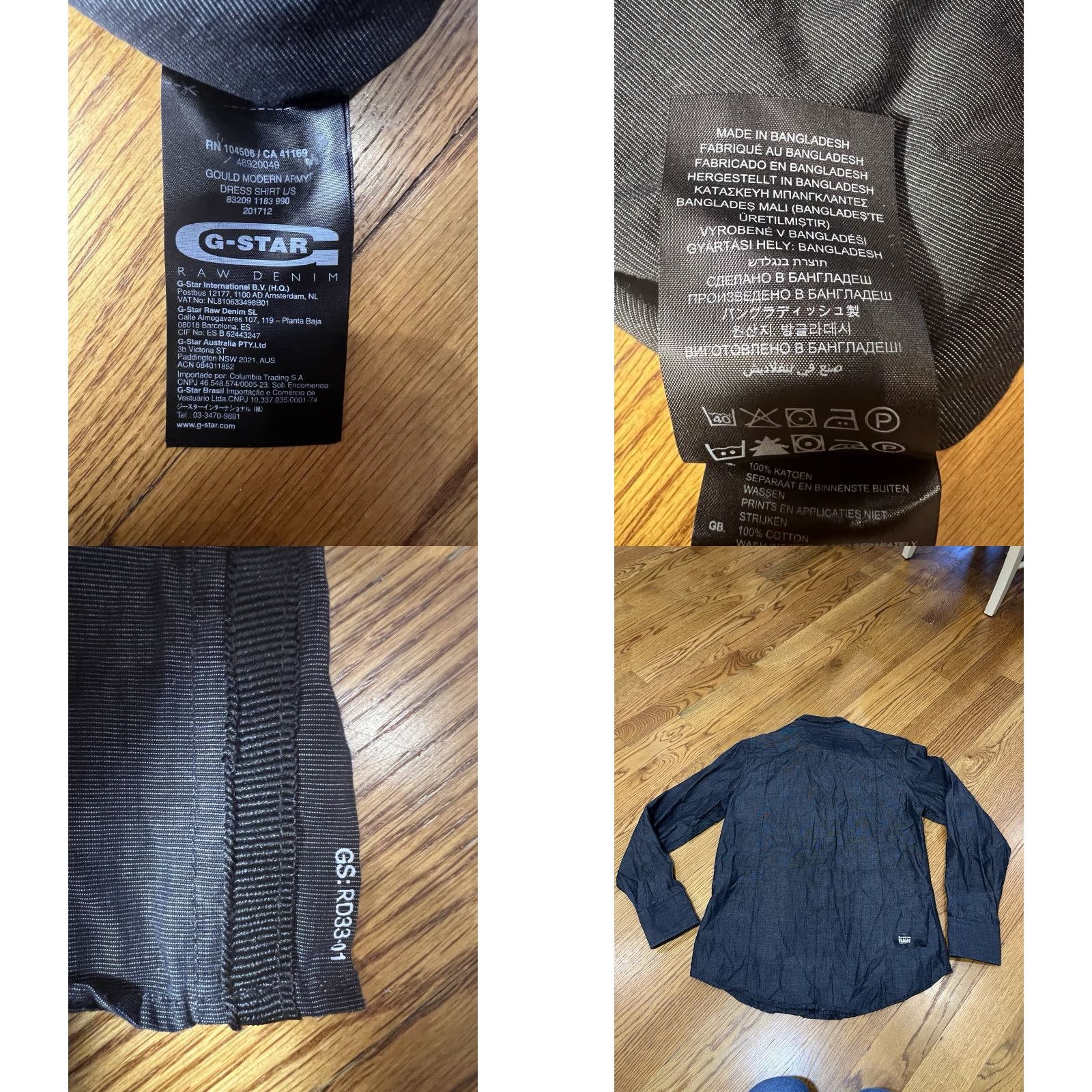 Vintage G Star Raw Men Button-Up Shirt Long Sleeve Black L Slim Fit Cotton Lyocell Elastane Woven Pockets Zipper Button-Down Collar Casual Black L Mens Size US L / EU 52-54 / 3 - 8 Thumbnail
