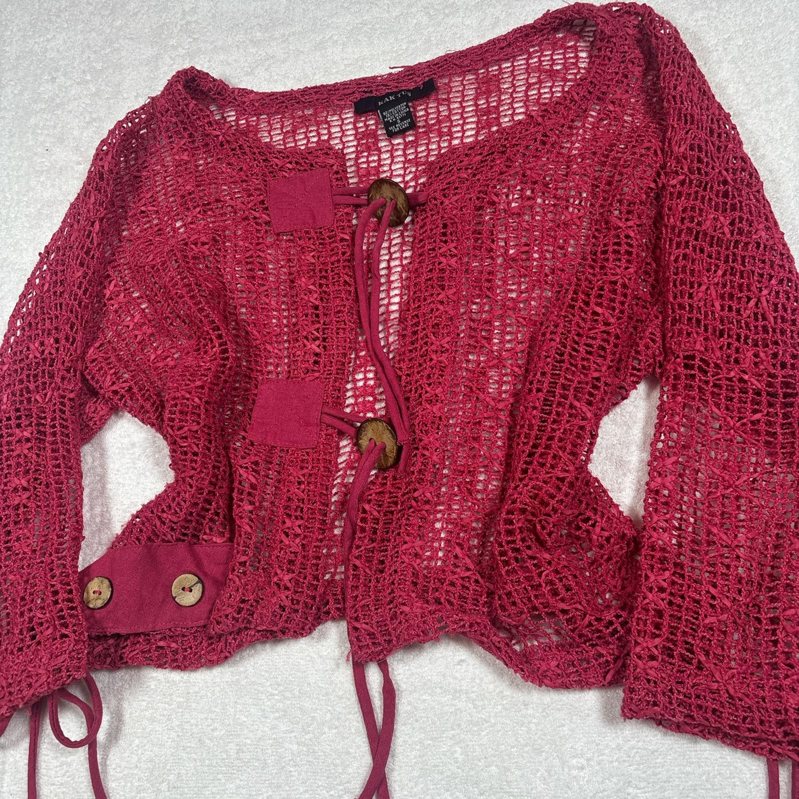 Other y2k pink crochet button up blouse Size S / US 4 / IT 40 - 4 Thumbnail